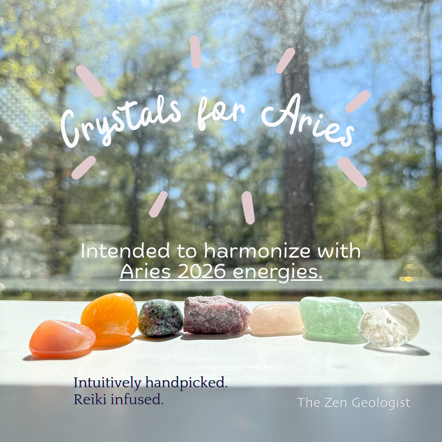 2026 Crystal Set for Aries Zodiac | March-April Birthday Gift | Zodiac Sign Gift