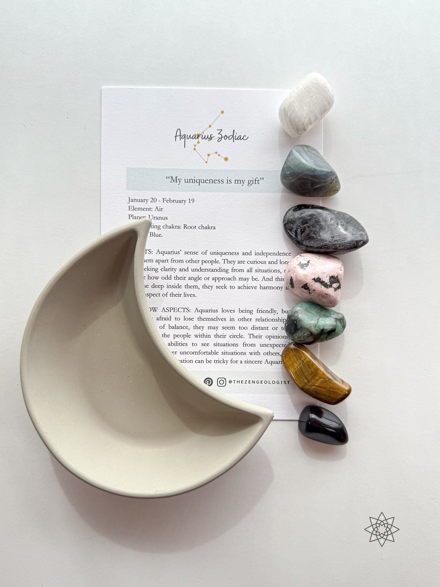 Aquarius Zodiac 6 Crystal Set | January-February Birthday Gift | Zodiac Sign Gift