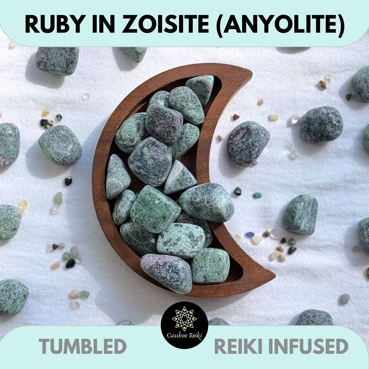Tumbled Ruby in Zoisite | Anyolite | Crystal for Aries and Aquarius | Stone for Love & Partnerships