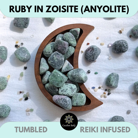 Tumbled Ruby in Zoisite | Anyolite | Crystal for Aries and Aquarius | Stone for Love & Partnerships