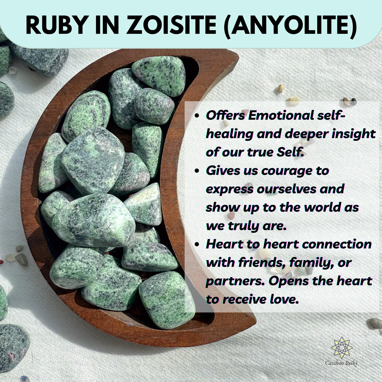 Tumbled Ruby in Zoisite | Anyolite | Crystal for Aries and Aquarius | Stone for Love & Partnerships