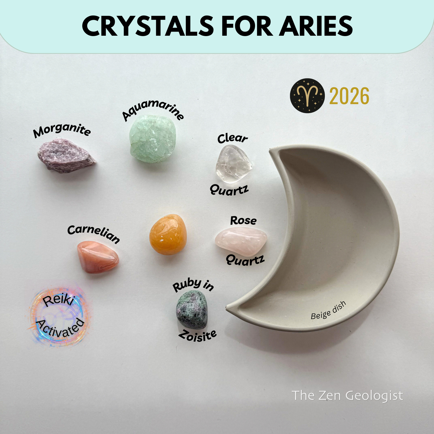 2026 Crystal Set for Aries Zodiac | March-April Birthday Gift | Zodiac Sign Gift