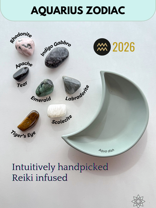 Aquarius Zodiac 6 Crystal Set | January-February Birthday Gift | Zodiac Sign Gift