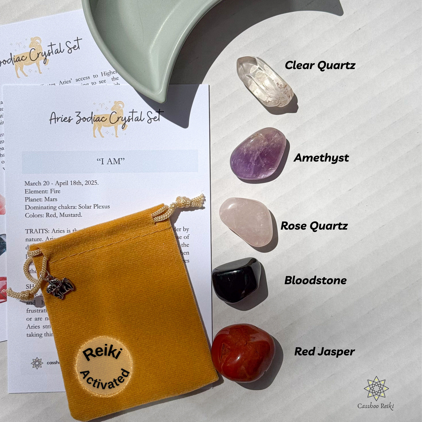Crystal Set for Aries Zodiac | March-April Birthday Gift | Zodiac Sign Gift