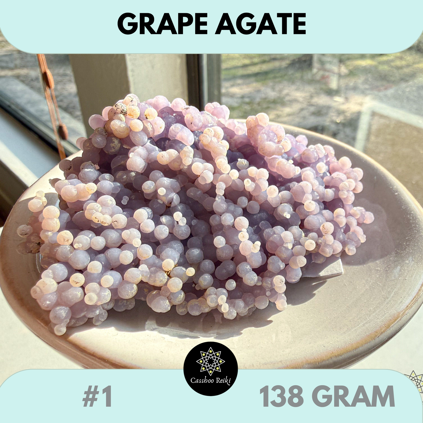 Grape Agate clusters. Infused in Reiki