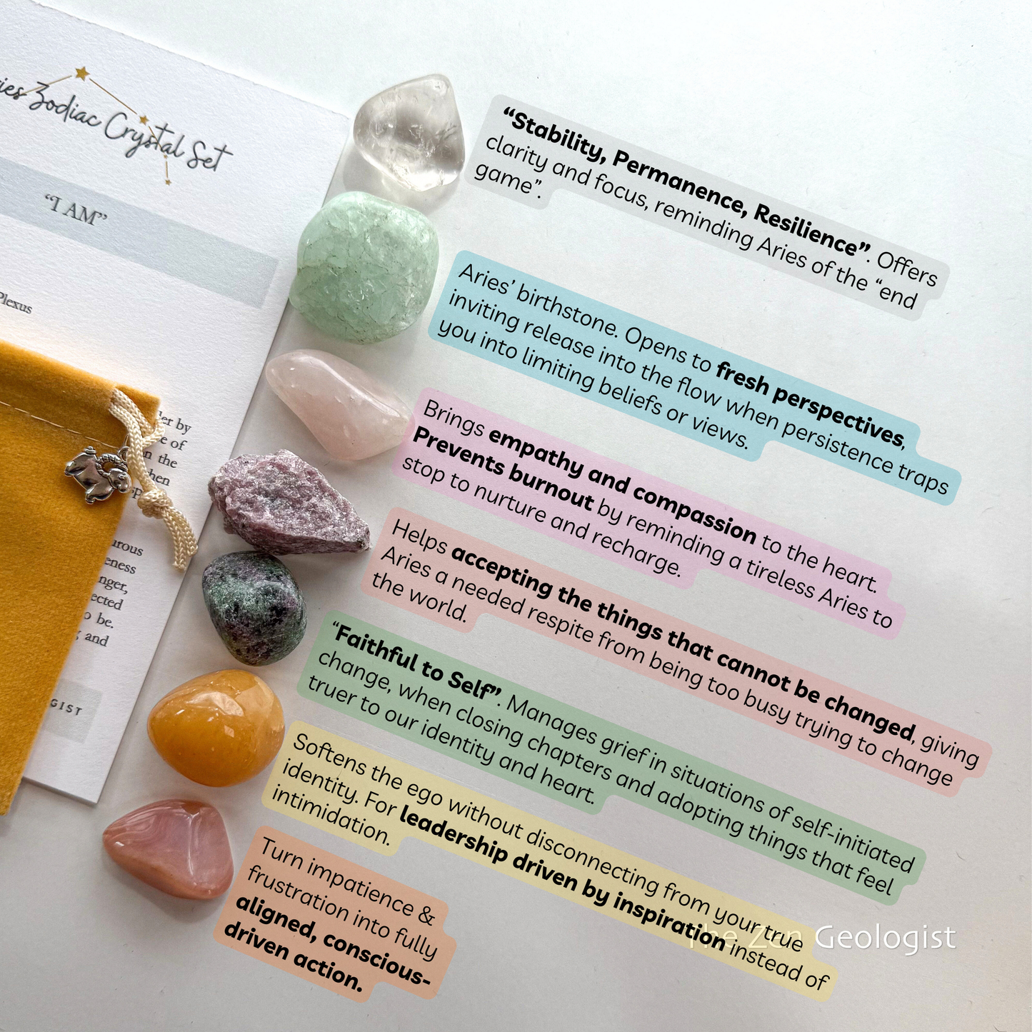 2026 Crystal Set for Aries Zodiac | March-April Birthday Gift | Zodiac Sign Gift