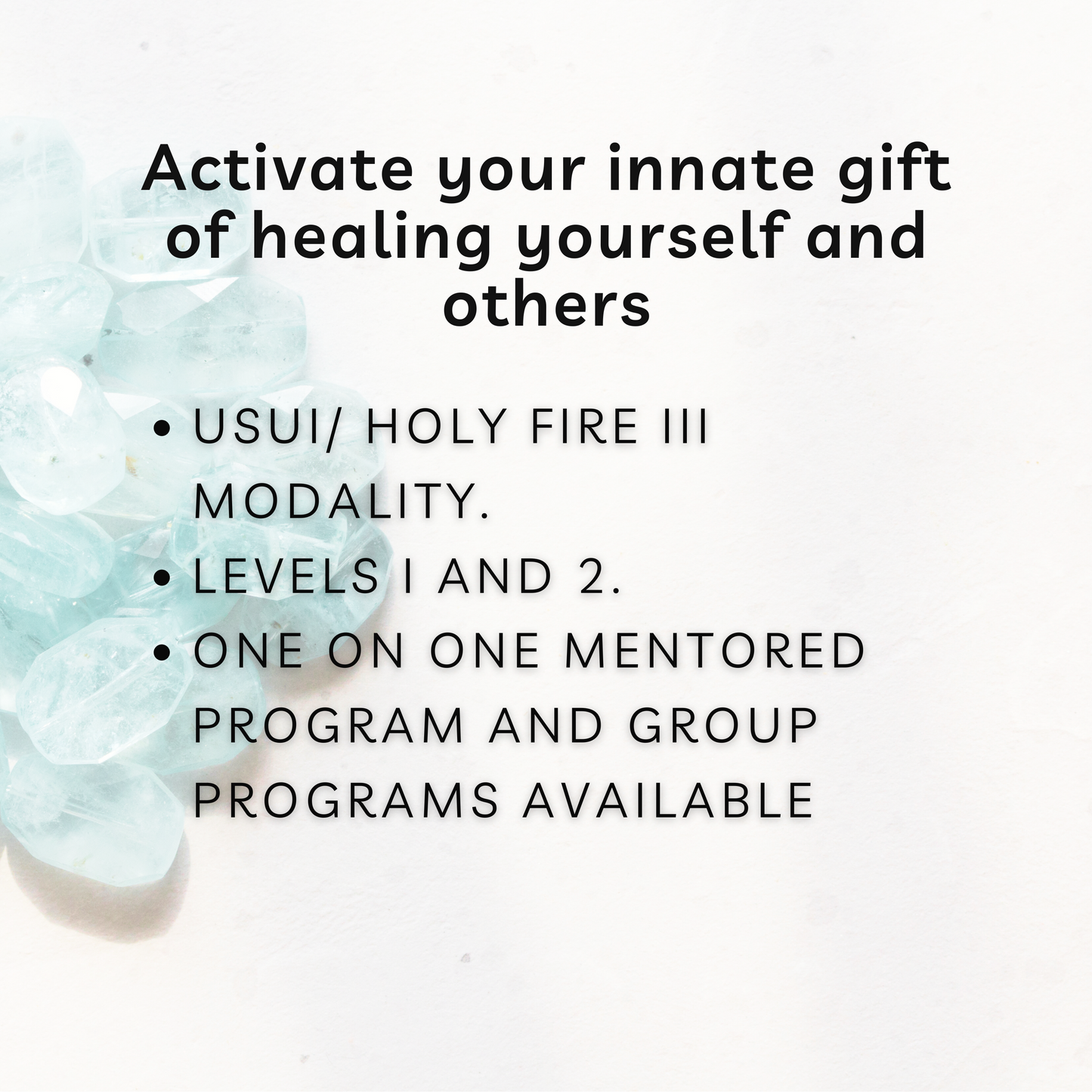 Private Class (one on one and group):  Reiki Level 1 and 2 Certification