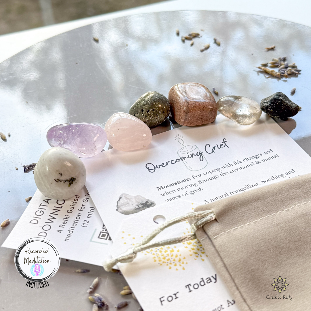 Overcoming Grief: Crystals, Dish and Guided Meditation | Bereavement Gift | Sympathy Set | Crystals For Self Care
