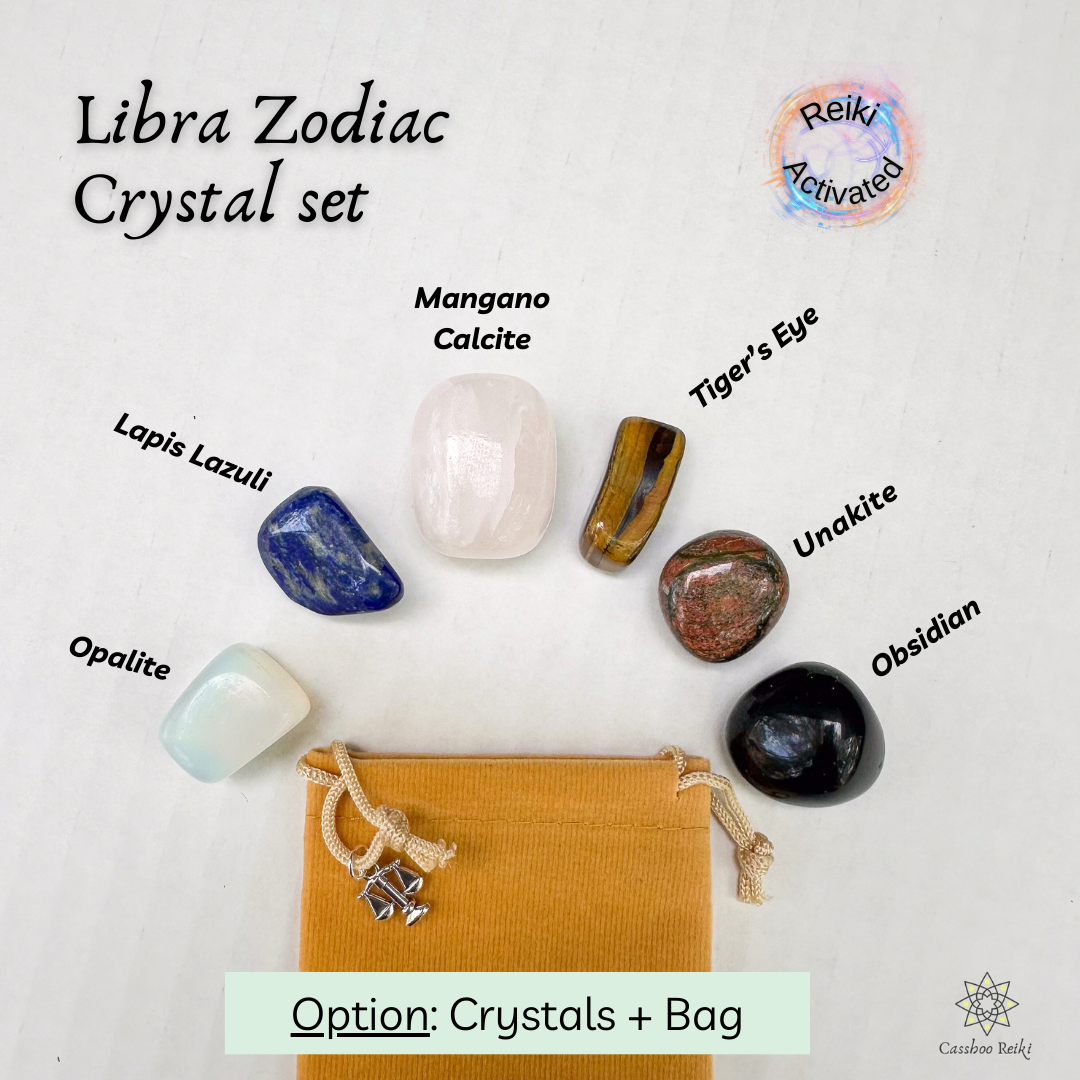 6-Crystal Set for Libra Zodiac | September-October Birthday Gift | Zodiac Birthday Gift