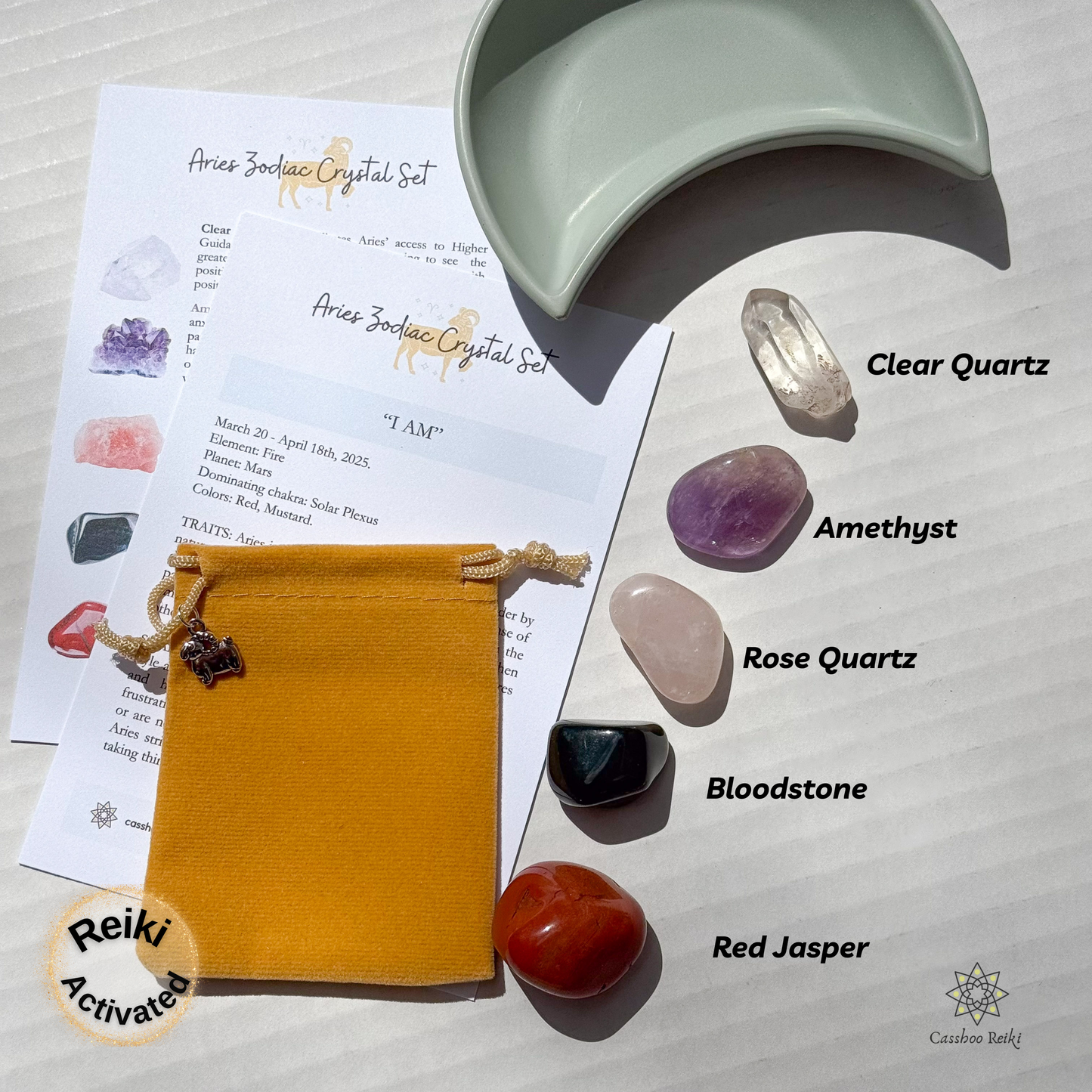Crystal Set for Aries Zodiac | March-April Birthday Gift | Zodiac Sign Gift