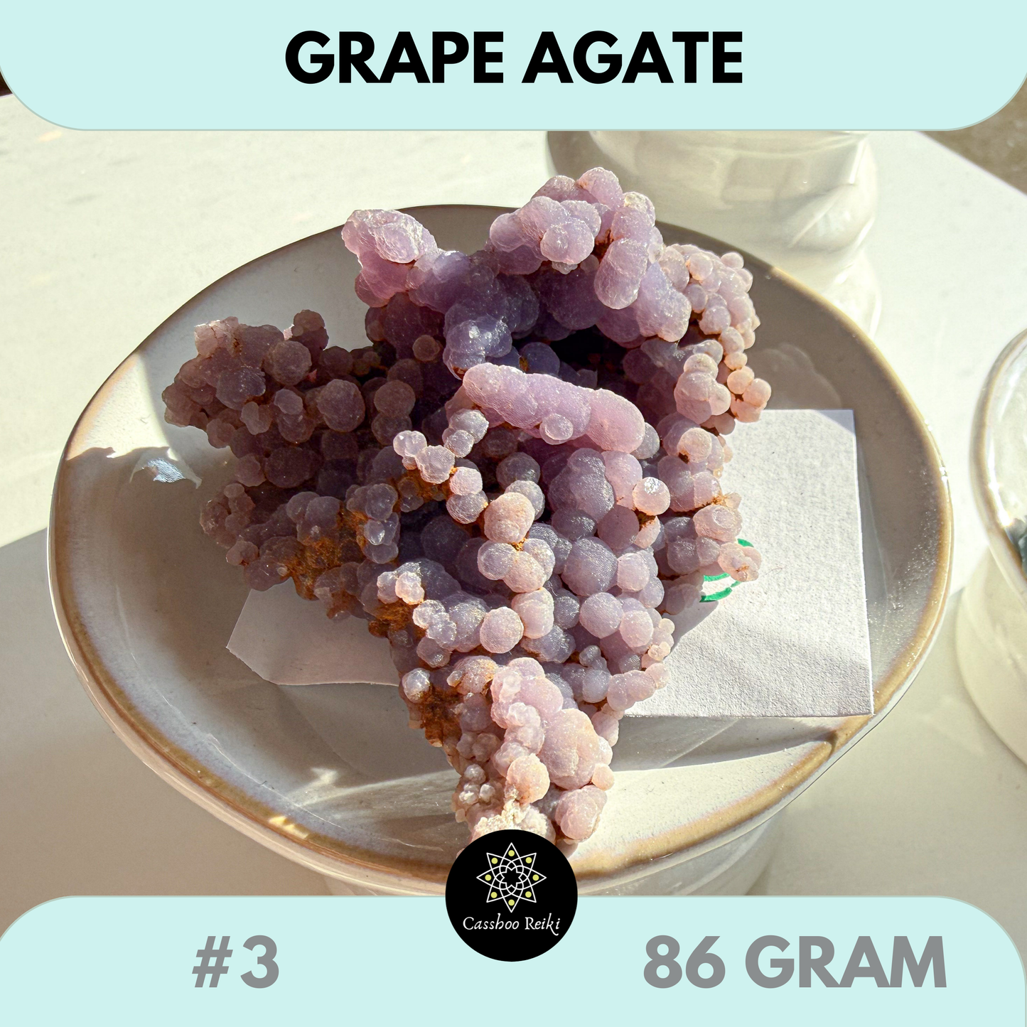 Grape Agate clusters. Infused in Reiki