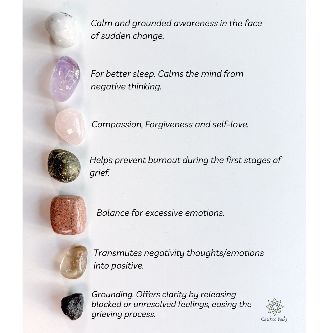 Overcoming Grief: Crystals, Dish and Guided Meditation | Bereavement Gift | Sympathy Set | Crystals For Self Care
