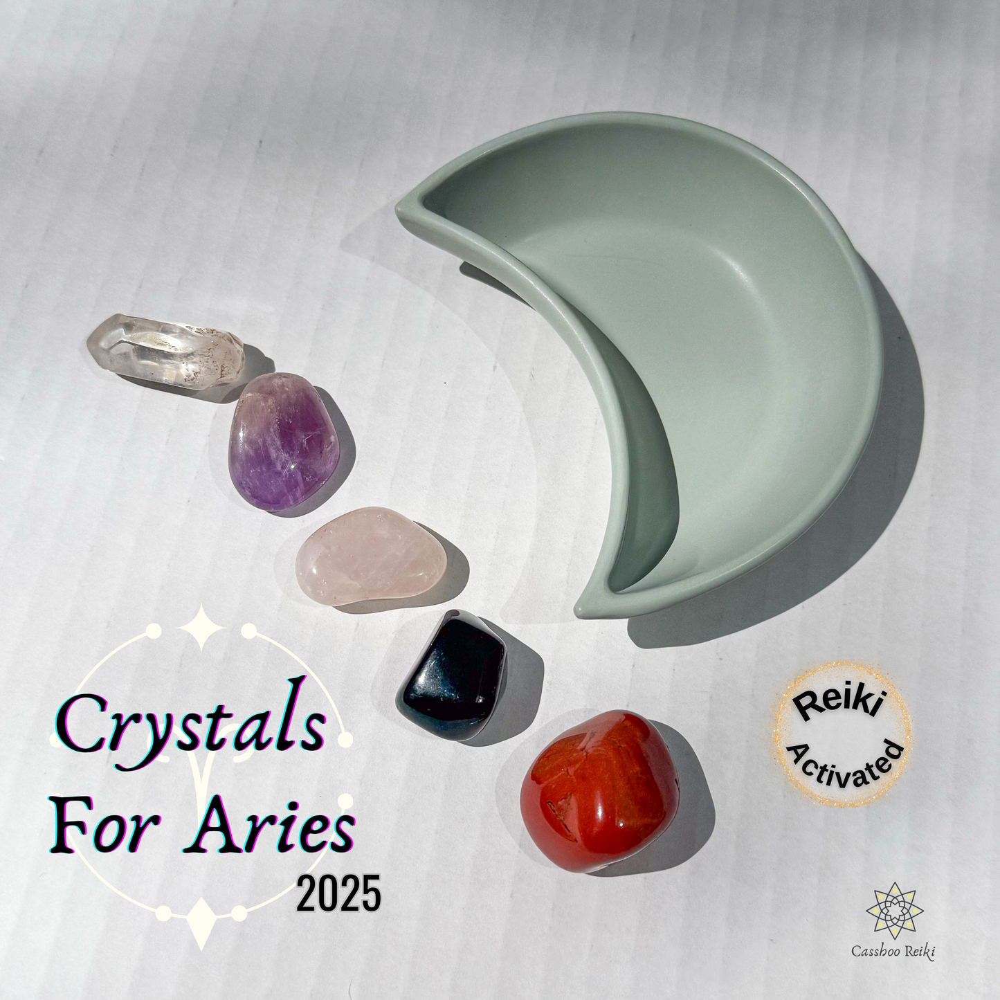 Crystal Set for Aries Zodiac | March-April Birthday Gift | Zodiac Sign Gift