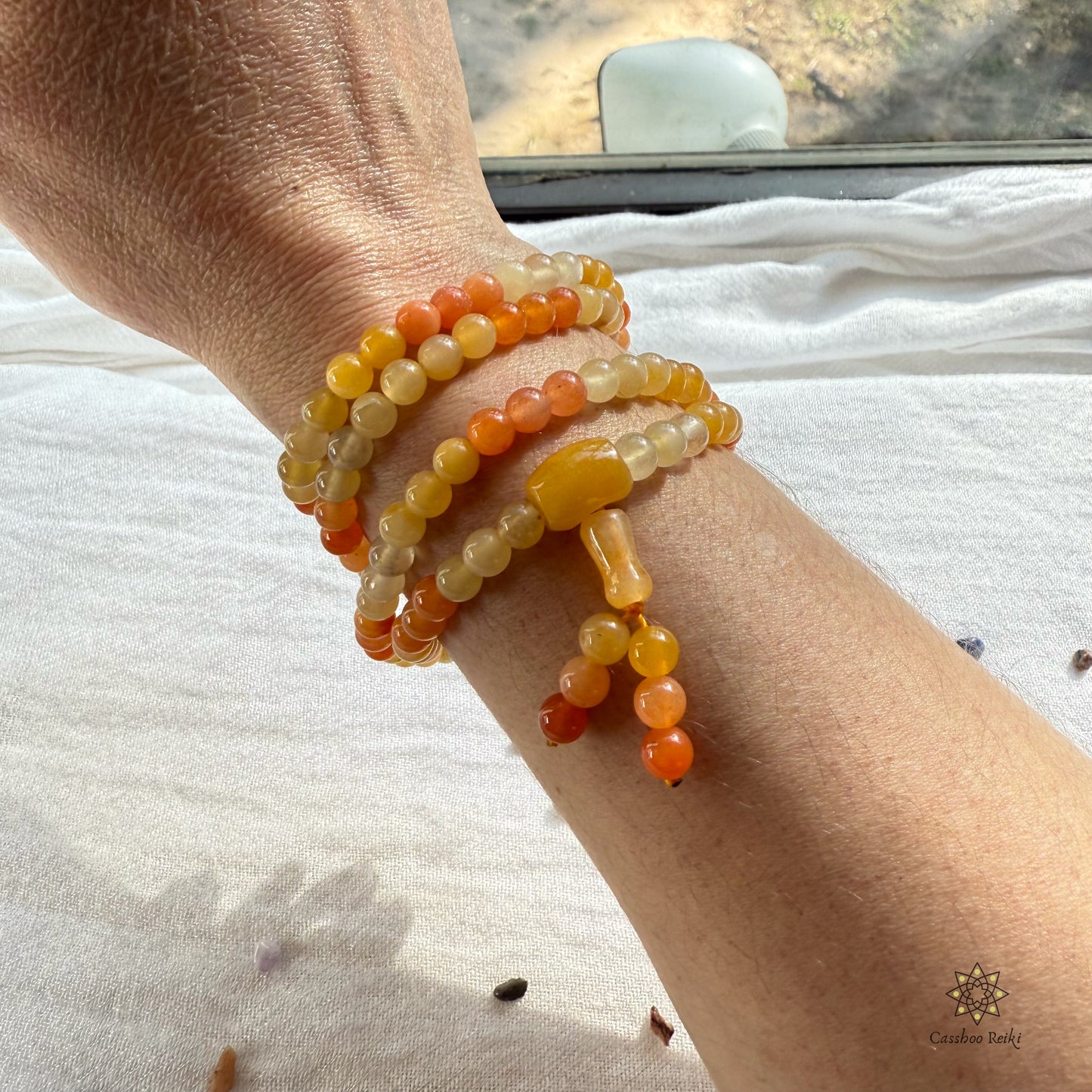 Jadeite Prayer Beads Necklace & Wrist Mala. Elastic