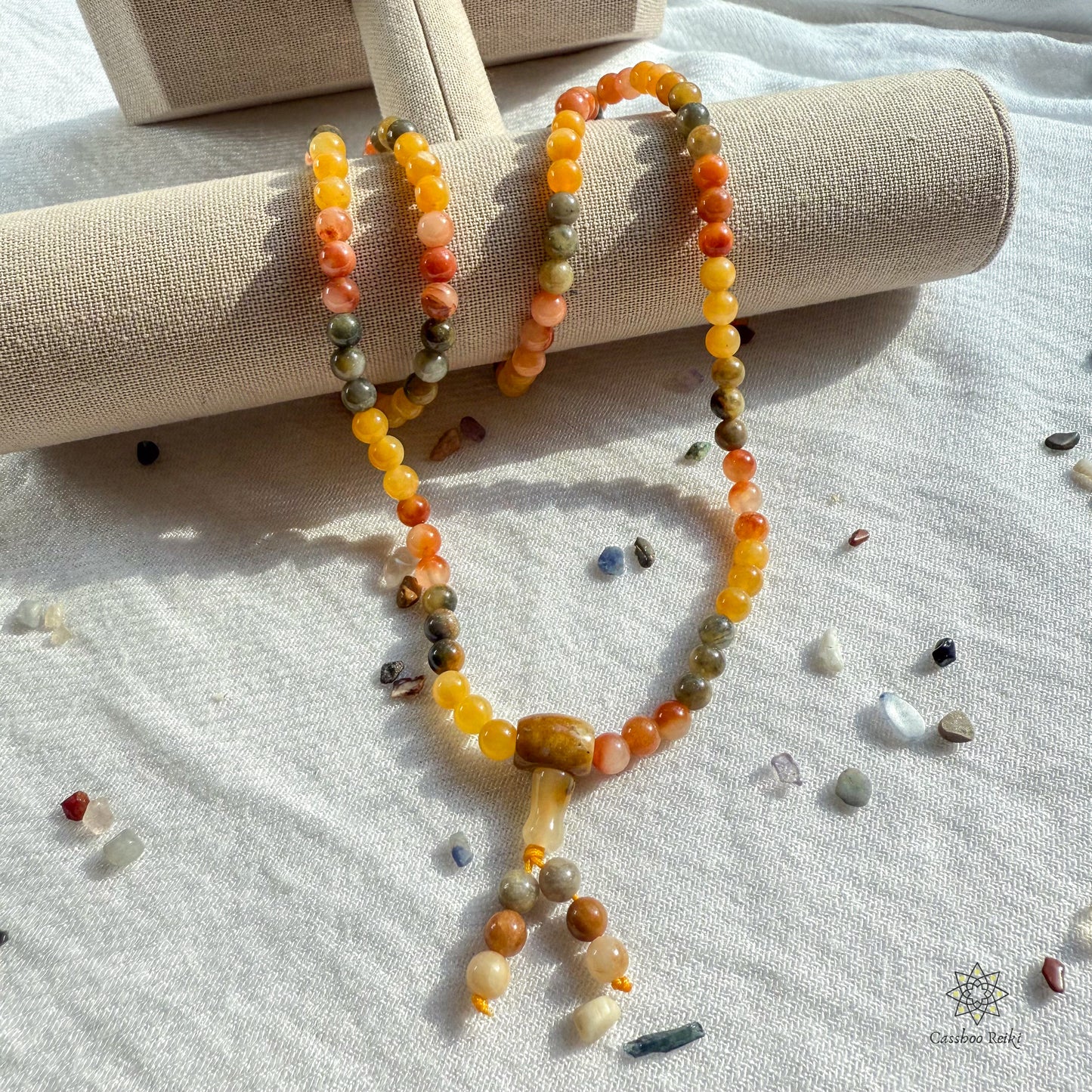 Jadeite Prayer Beads Necklace & Wrist Mala. Elastic