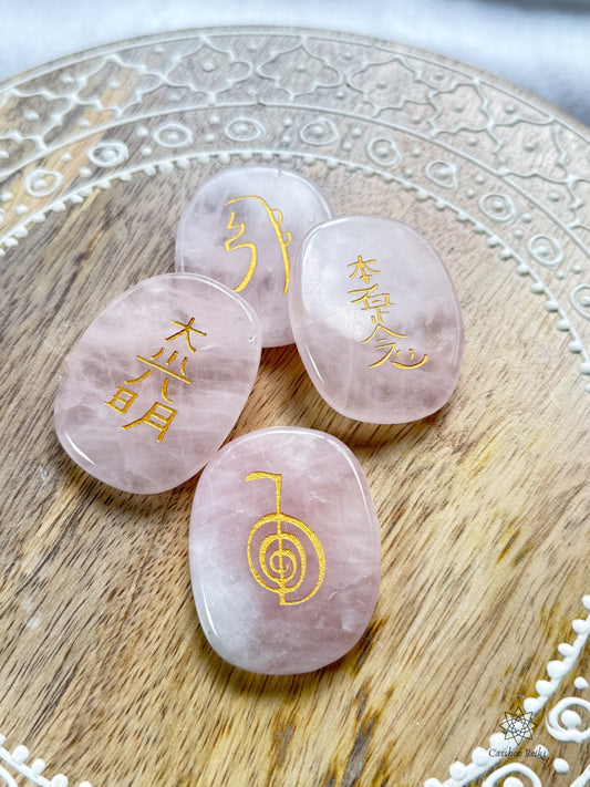 Reiki Symbols in Rose Quartz. Reiki Infused