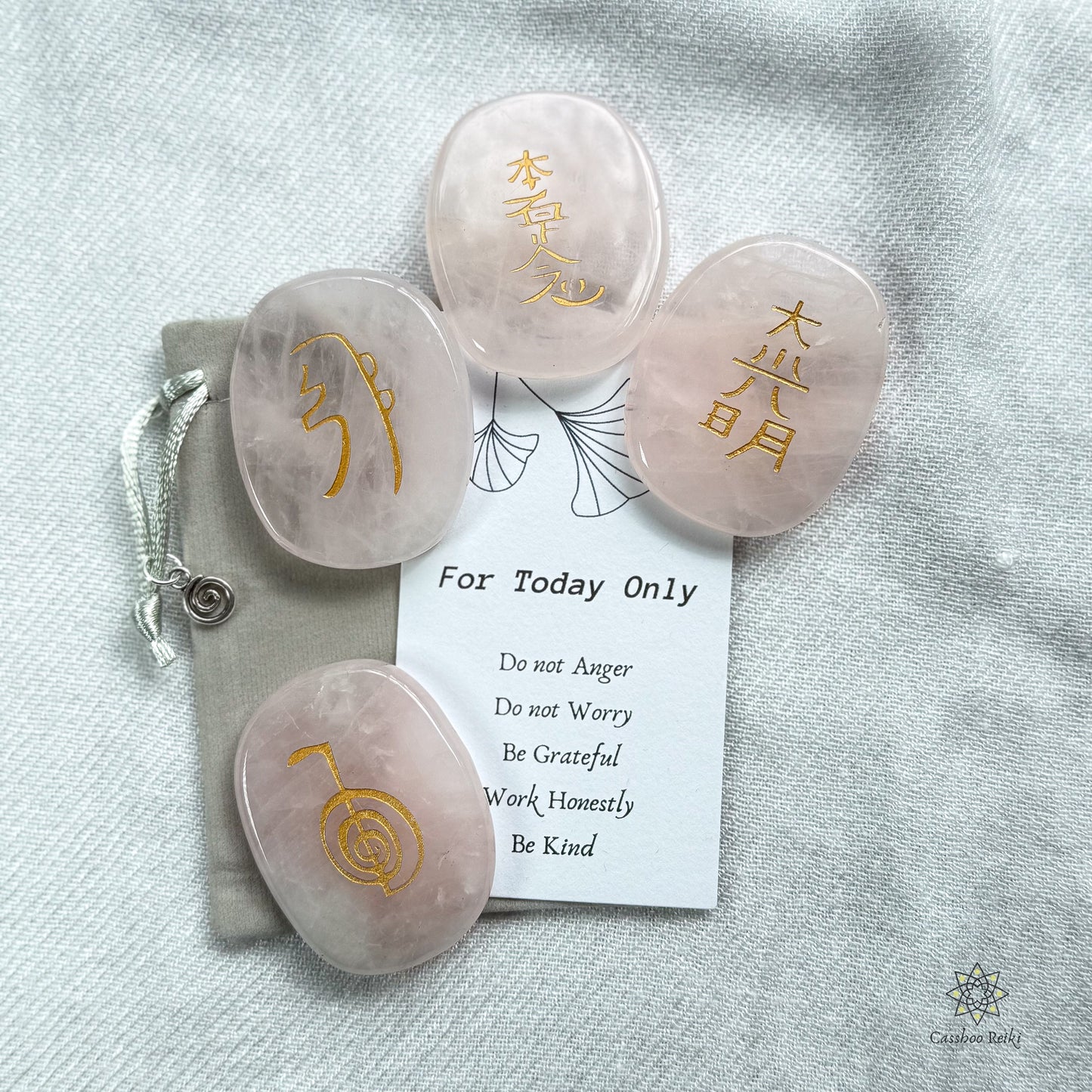 Reiki Symbols in Rose Quartz. Reiki Infused