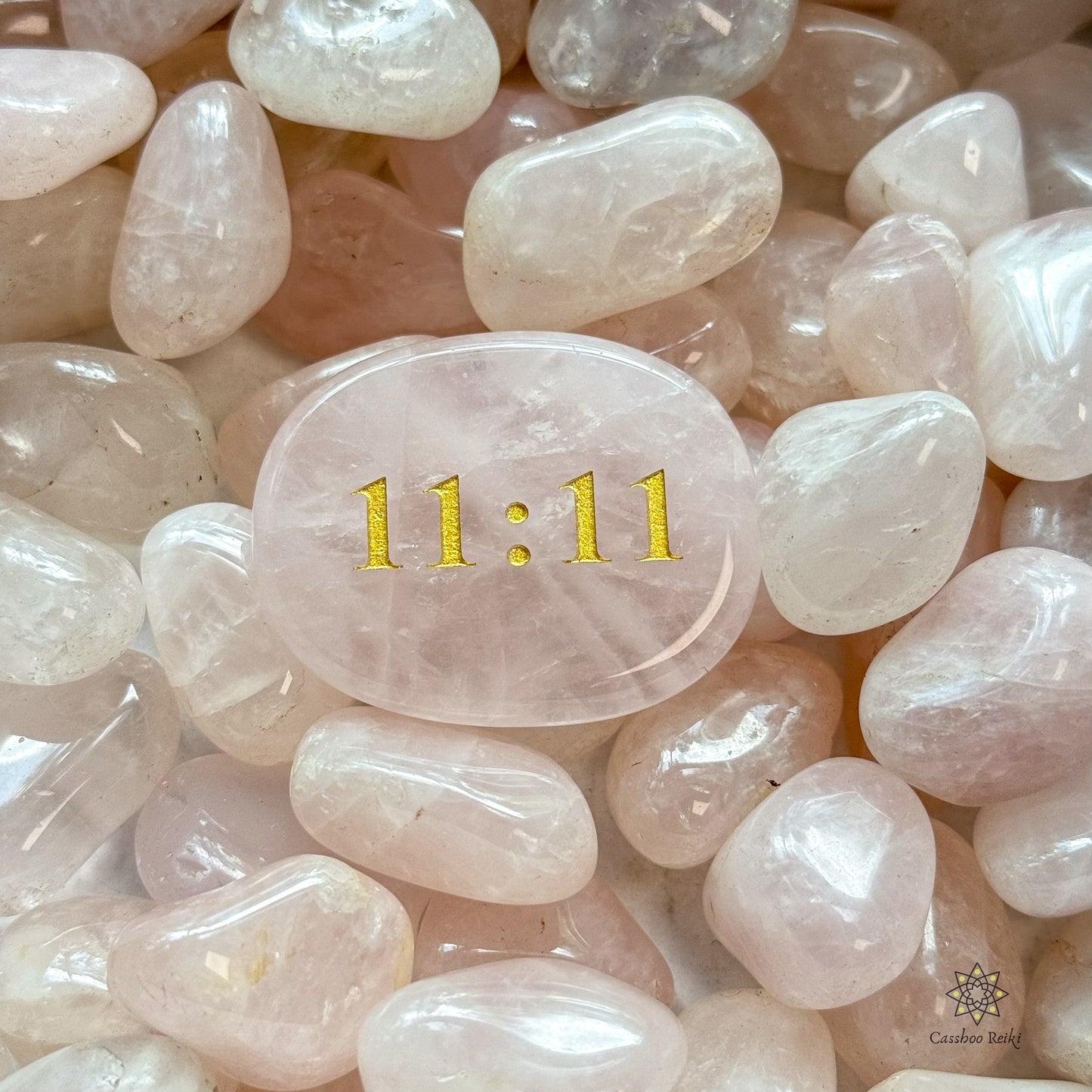 11:11 Angel Number Palm Stone in Rose Quartz