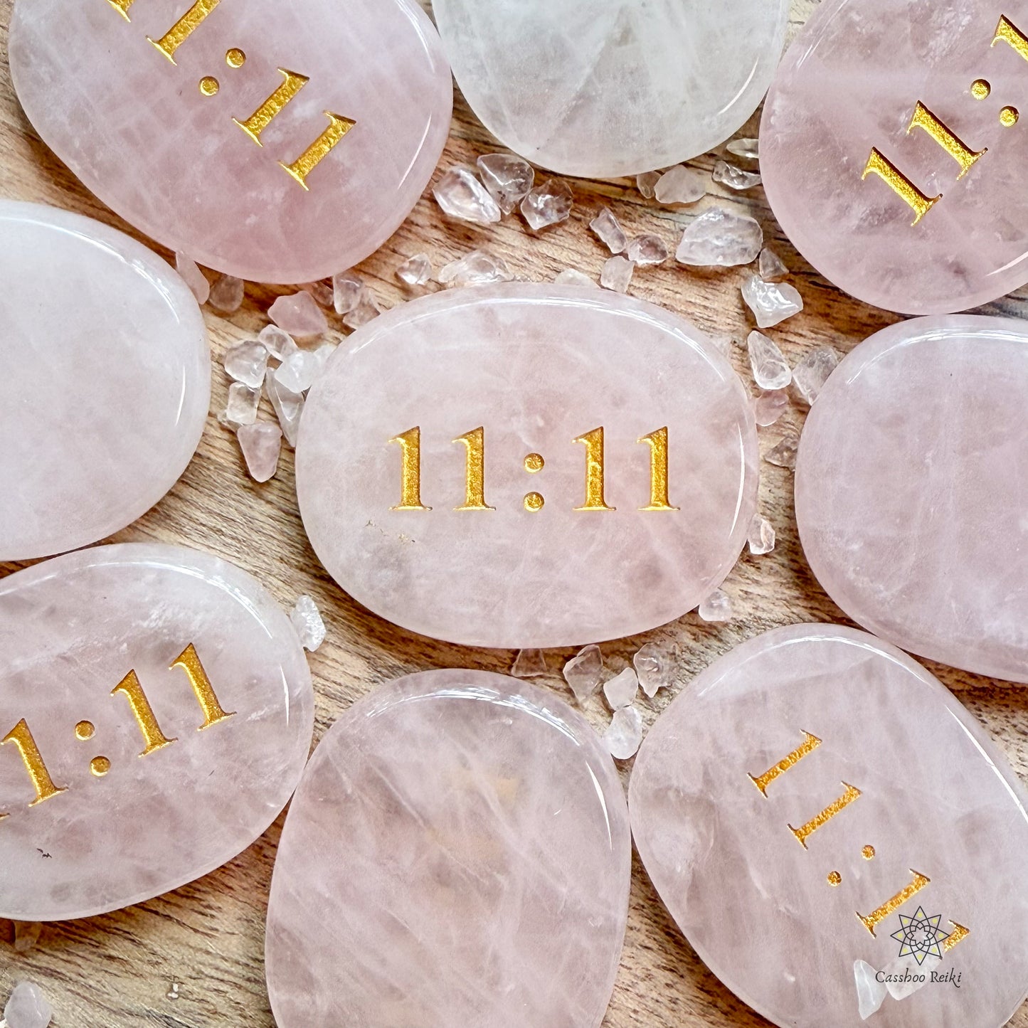 11:11 Angel Number Palm Stone in Rose Quartz