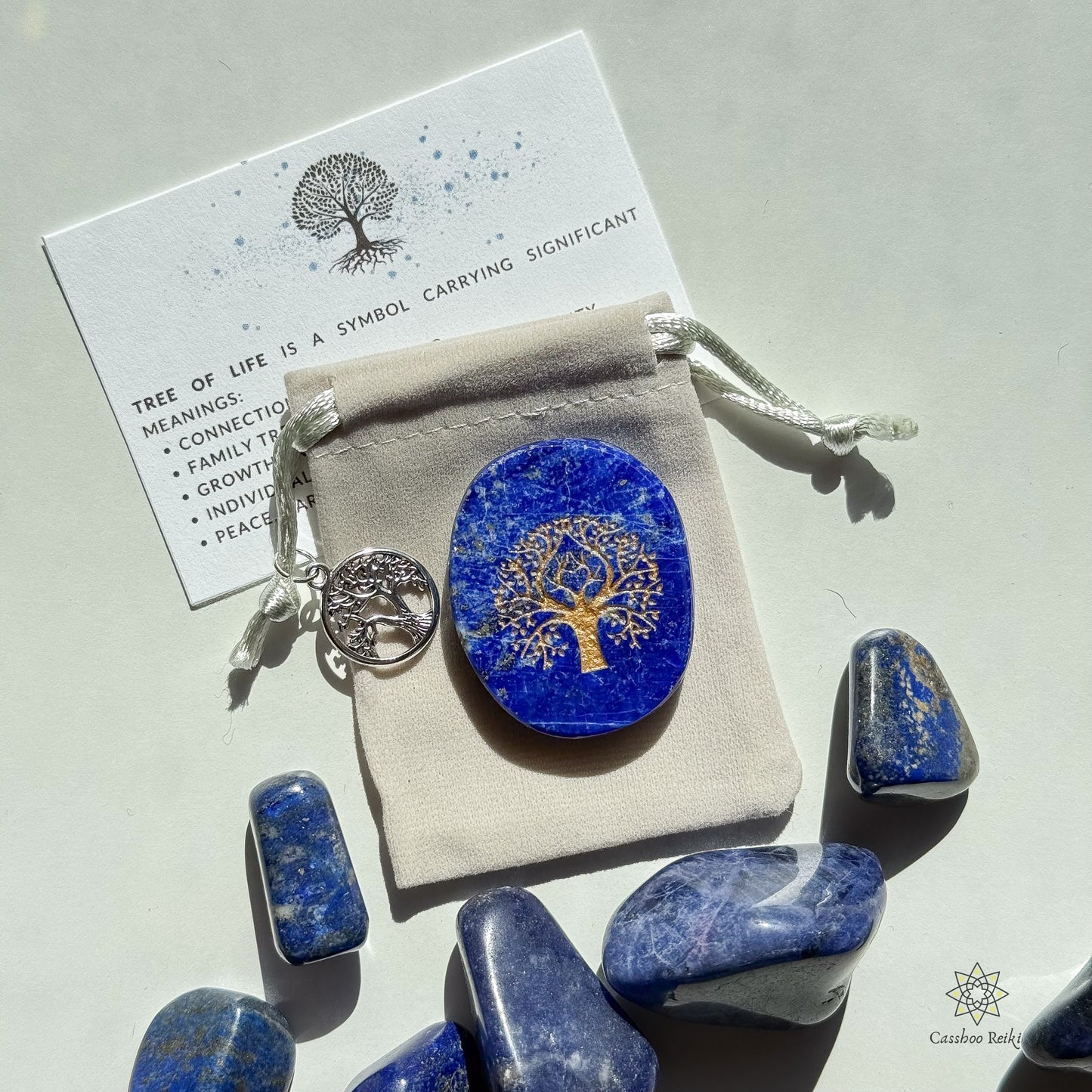 Palm Stone Tree of Life in Lapis Lazuli