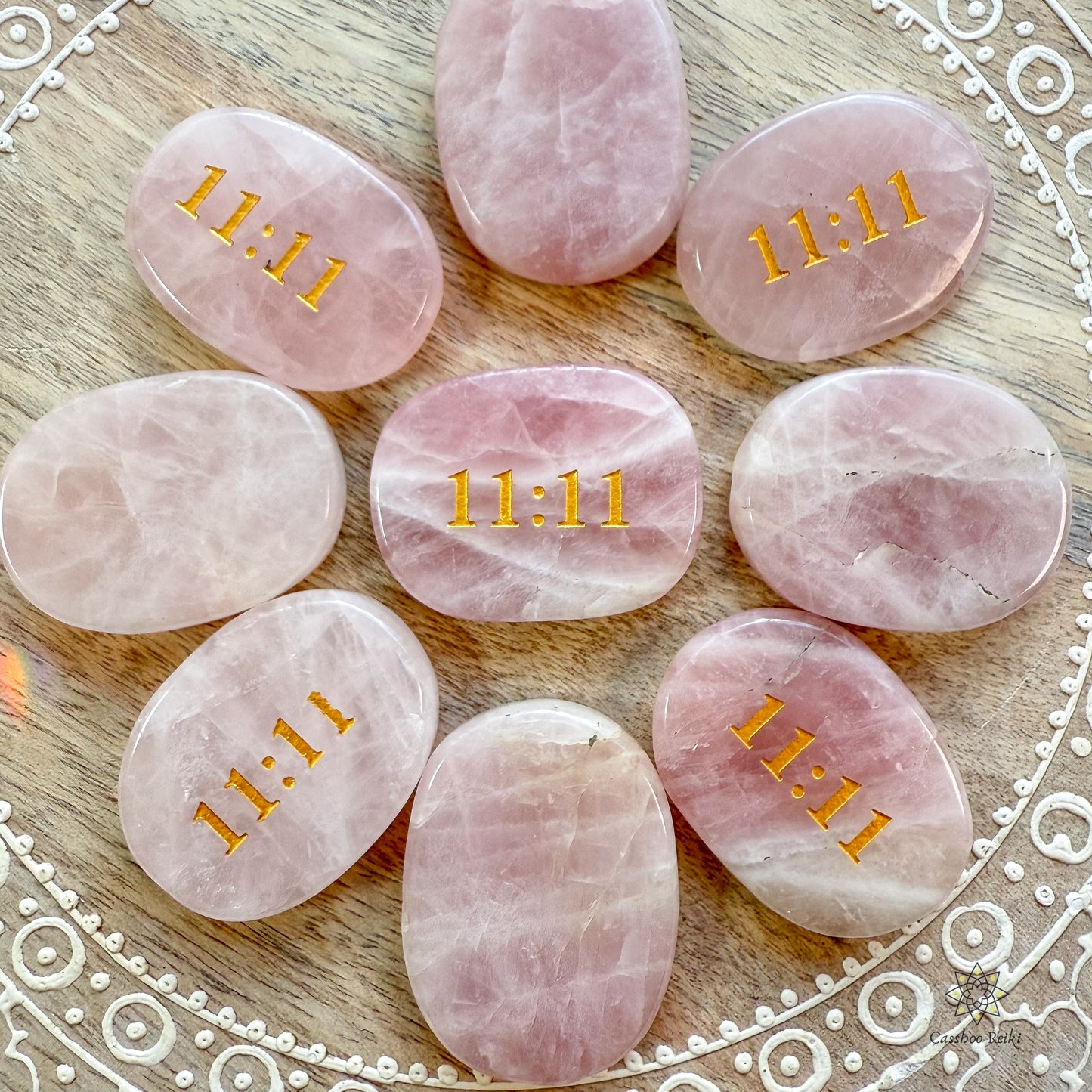 11:11 Angel Number Palm Stone in Rose Quartz