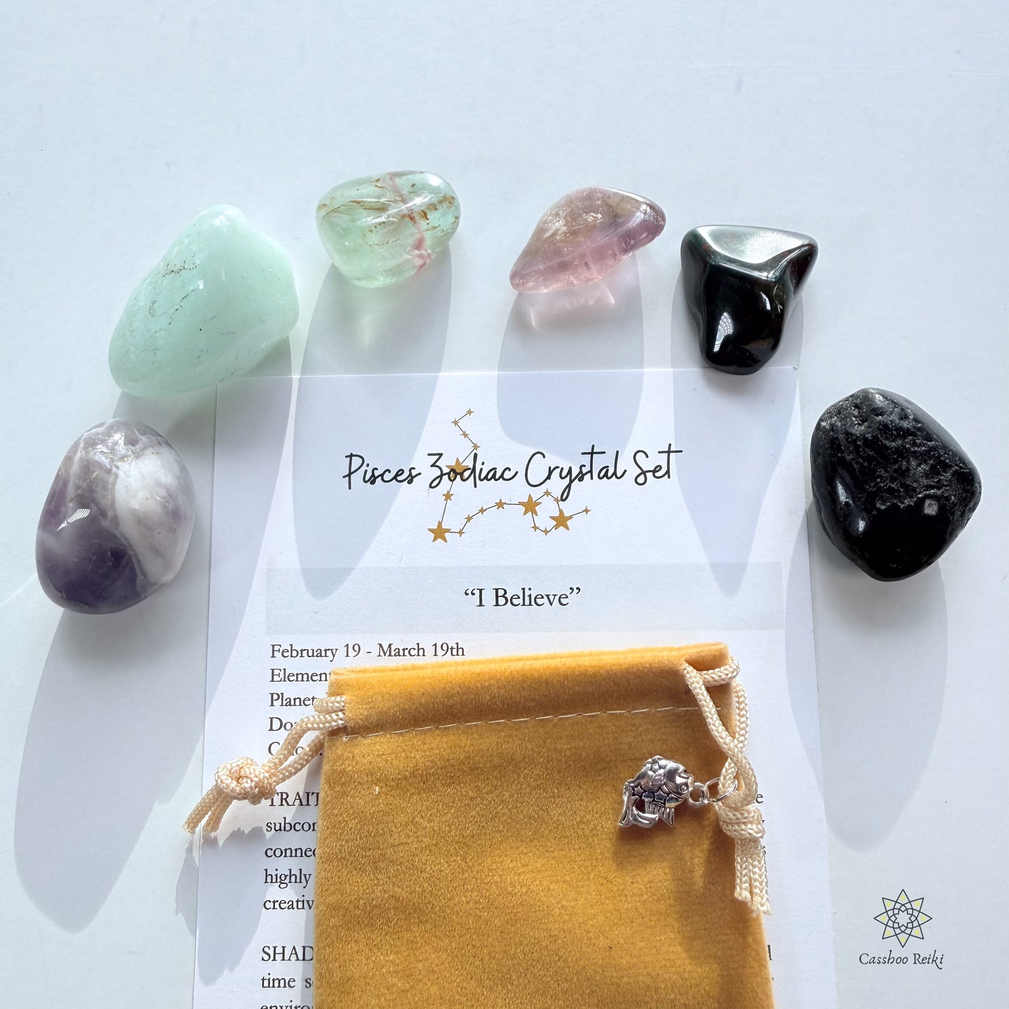 6 Crystal Set for Pisces | February-March Birthday Gift | Zodiac Sign Gift