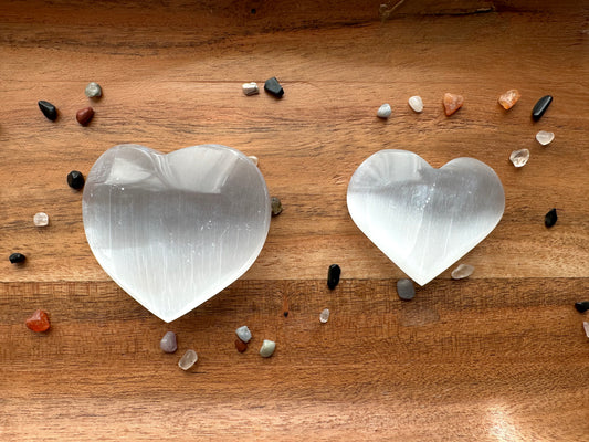 Selenite Puffy Heart