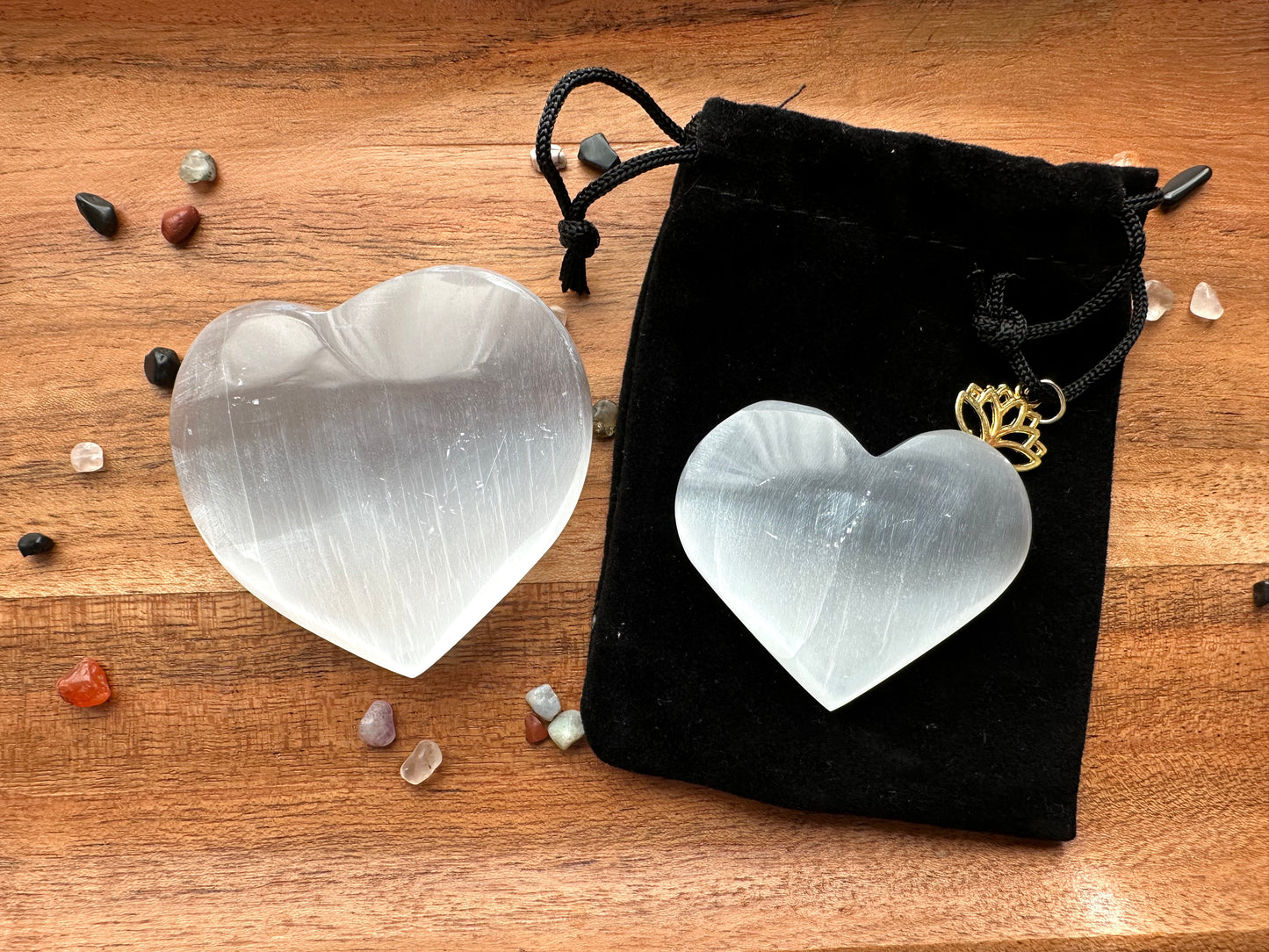 Selenite Puffy Heart