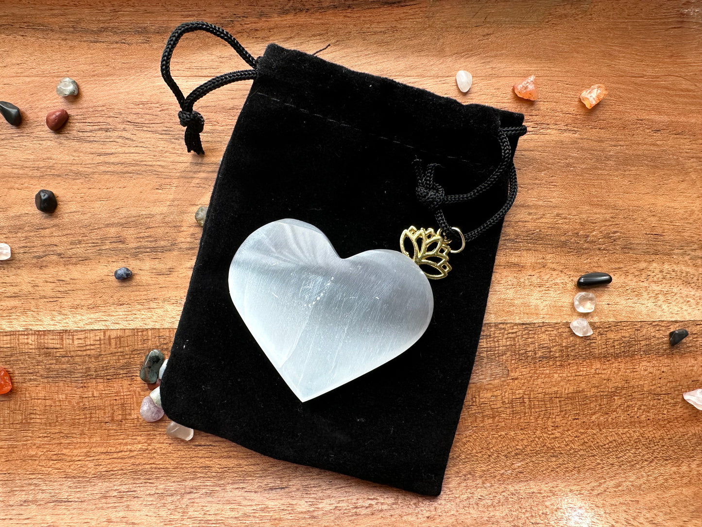 Selenite Puffy Heart