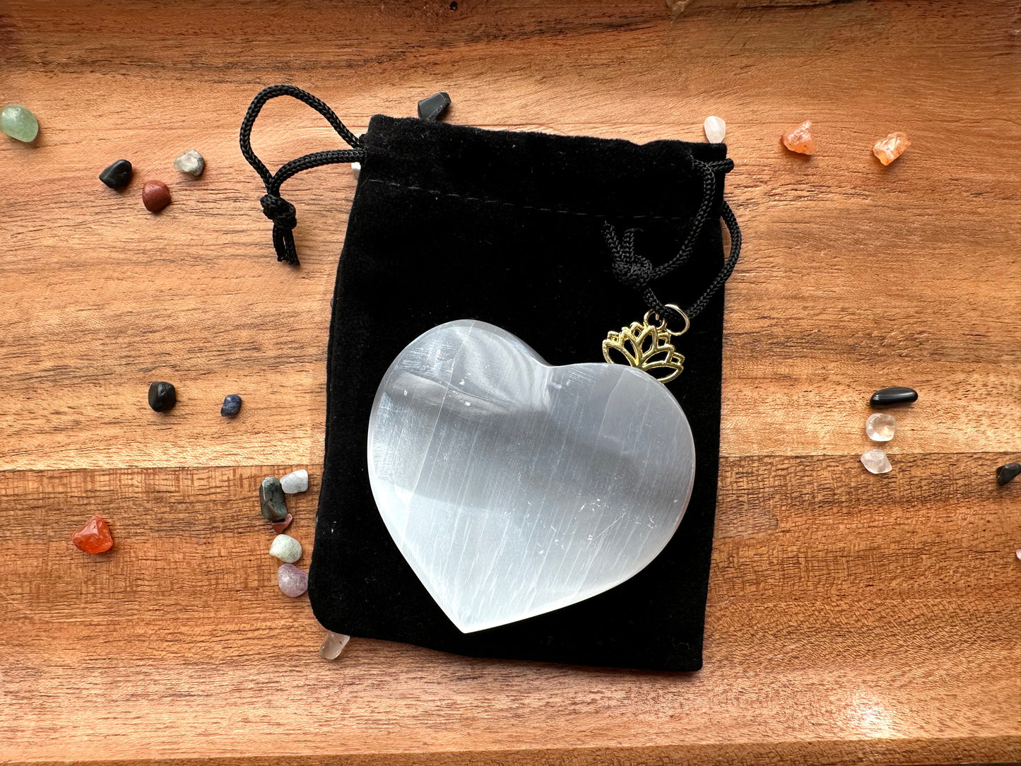 Selenite Puffy Heart