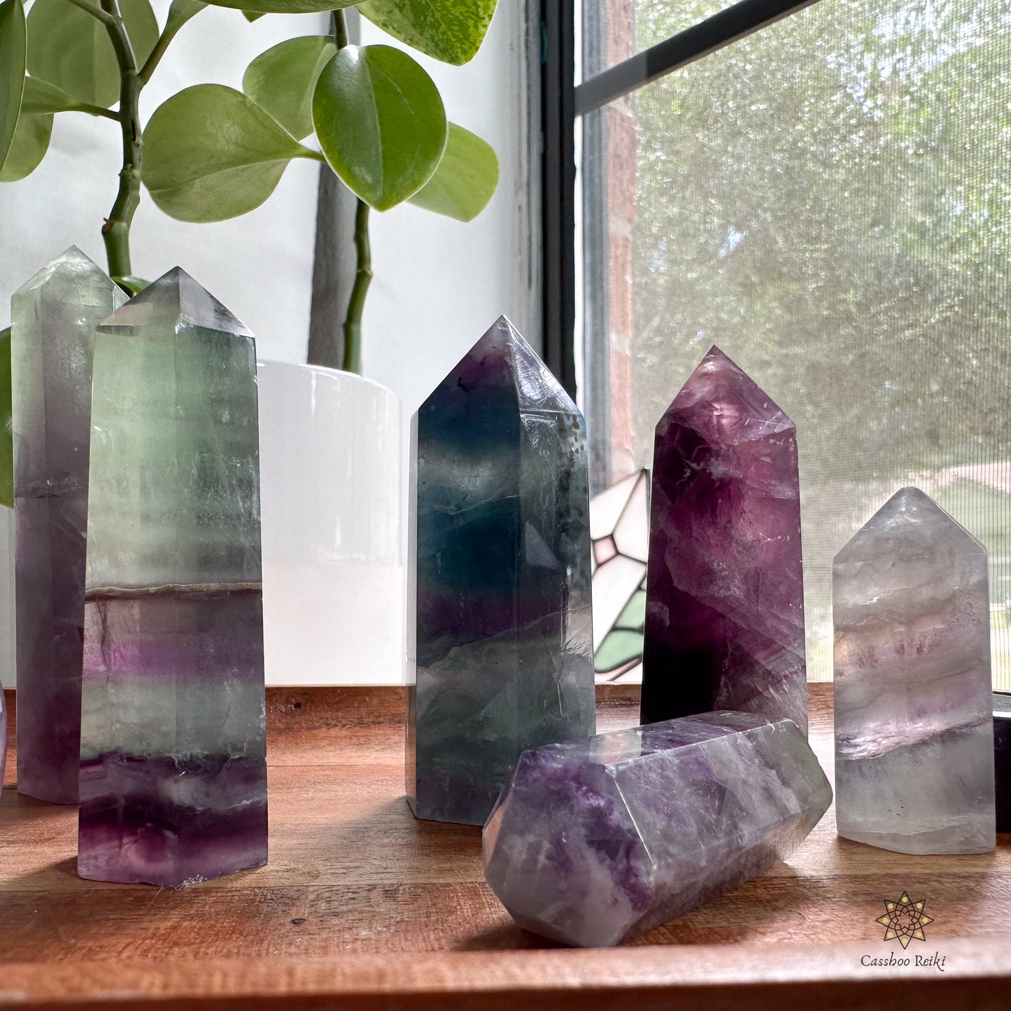 Rainbow Fluorite obelisk | Fluorite Tower | Gift for Students or Office workers | Crystal for Concentration  & Focus