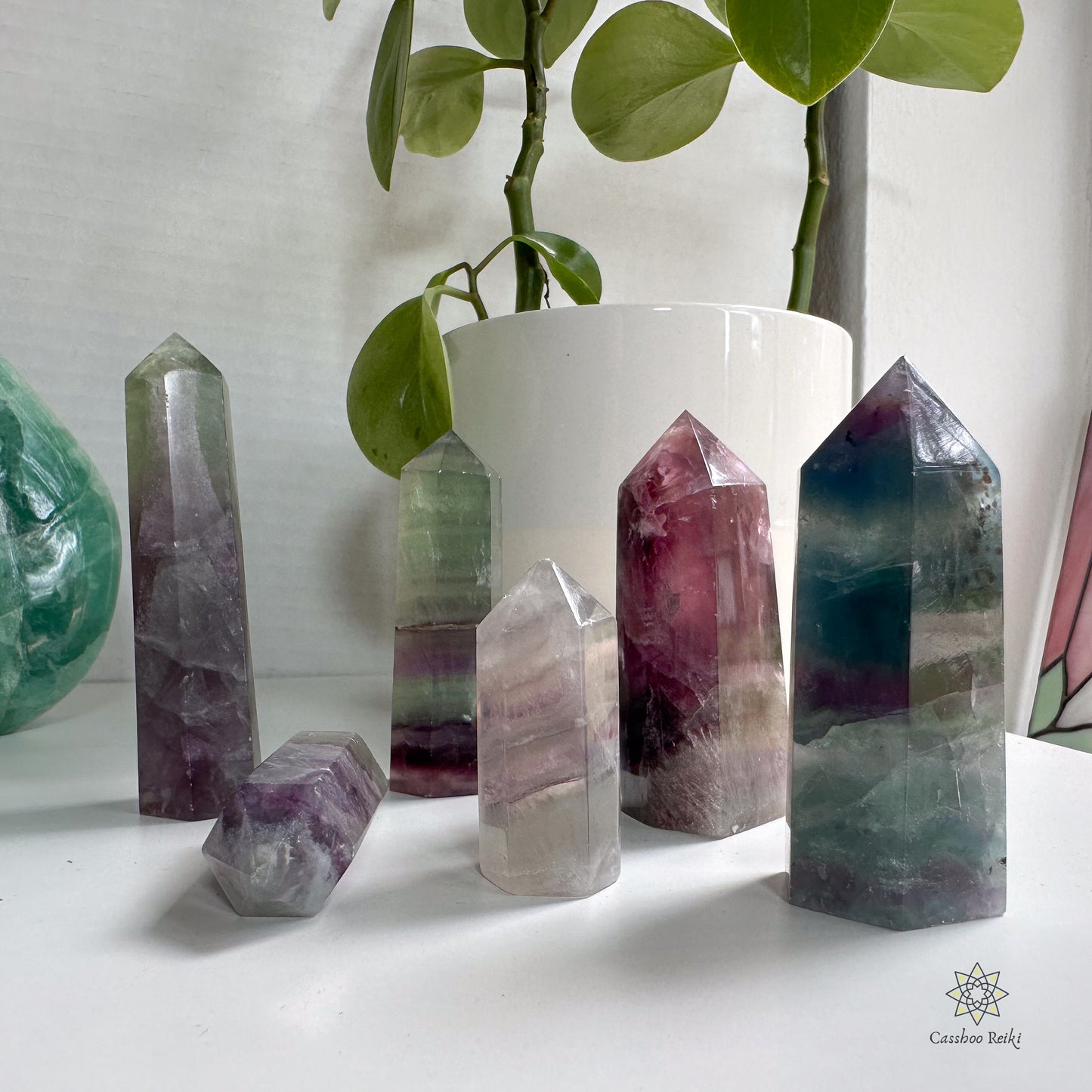 Rainbow Fluorite obelisk | Fluorite Tower | Gift for Students or Office workers | Crystal for Concentration  & Focus