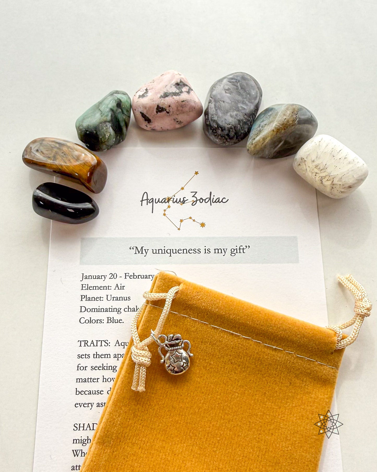 Aquarius Zodiac 6 Crystal Set | January-February Birthday Gift | Zodiac Sign Gift