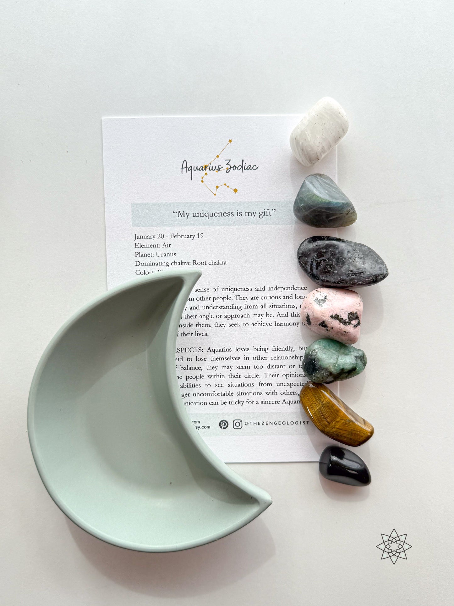 Aquarius Zodiac 6 Crystal Set | January-February Birthday Gift | Zodiac Sign Gift