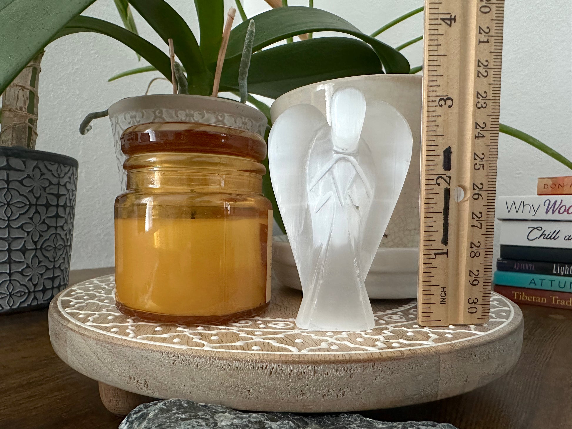 Small selenite carved angel for altar or sacred space