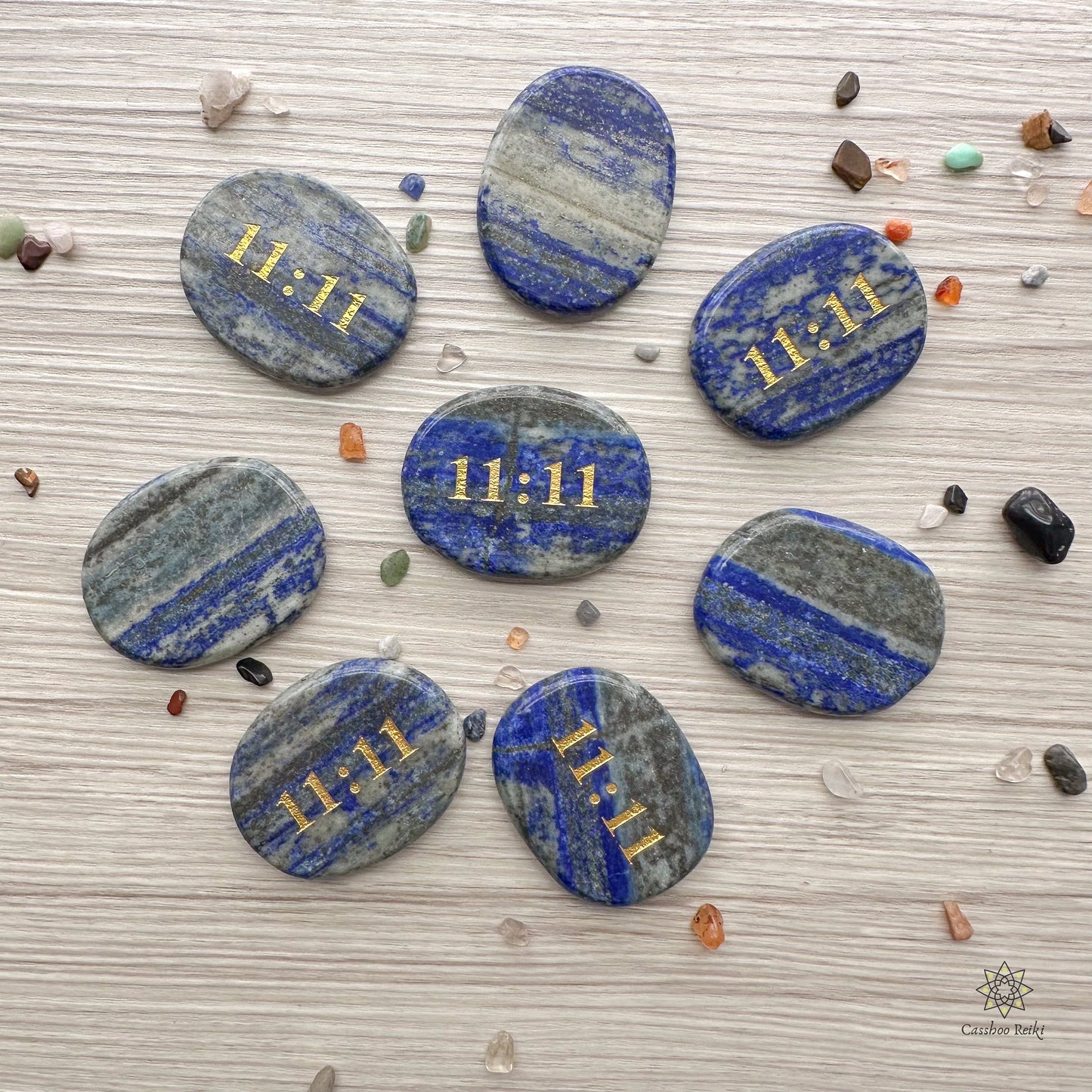 Engraved 11:11 Palm stone in Lapis Lazuli | Natural Gemstone Pocket Stone | Law of Attraction gift | Crystal for manifesting