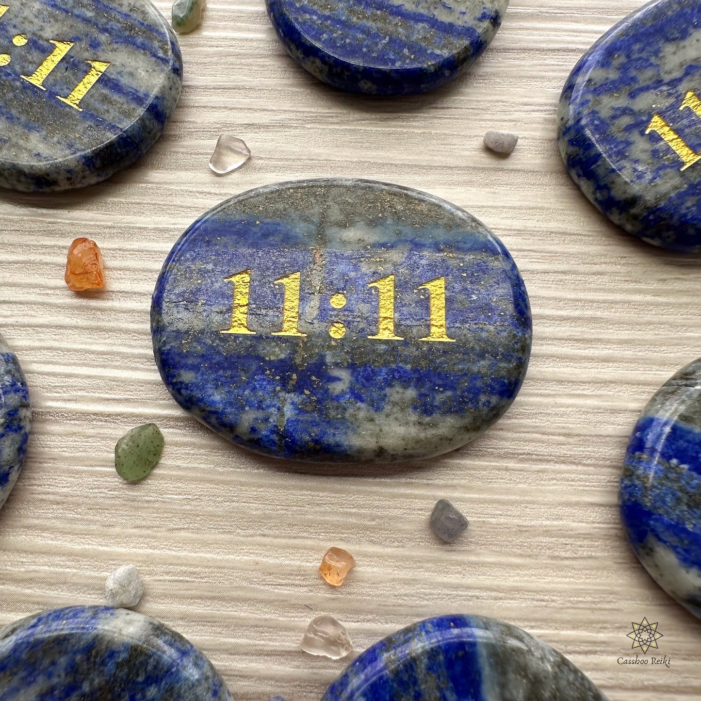 Engraved 11:11 Palm stone in Lapis Lazuli | Natural Gemstone Pocket Stone | Law of Attraction gift | Crystal for manifesting