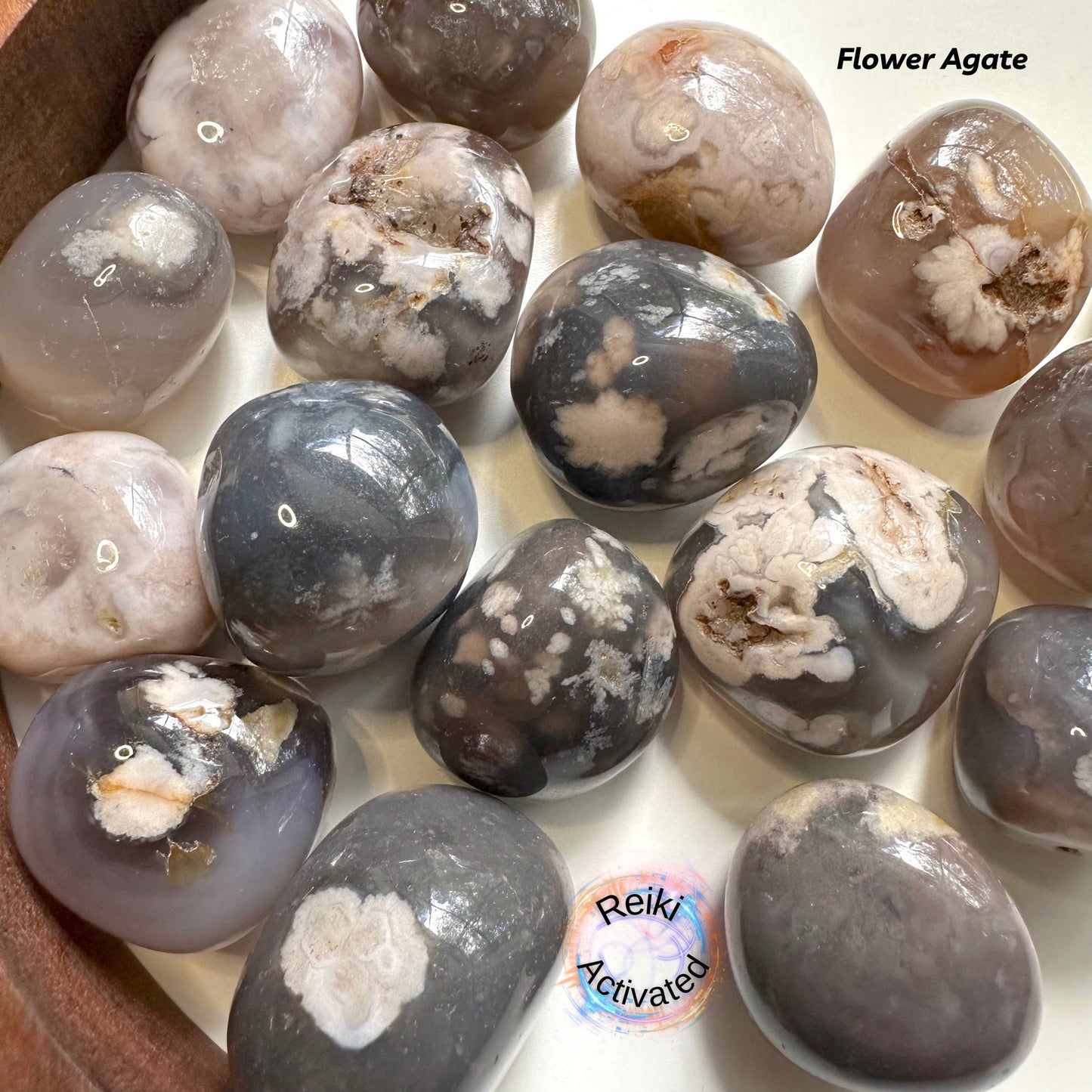 Tumbled Flower Agate. Taurus Zodiac stone