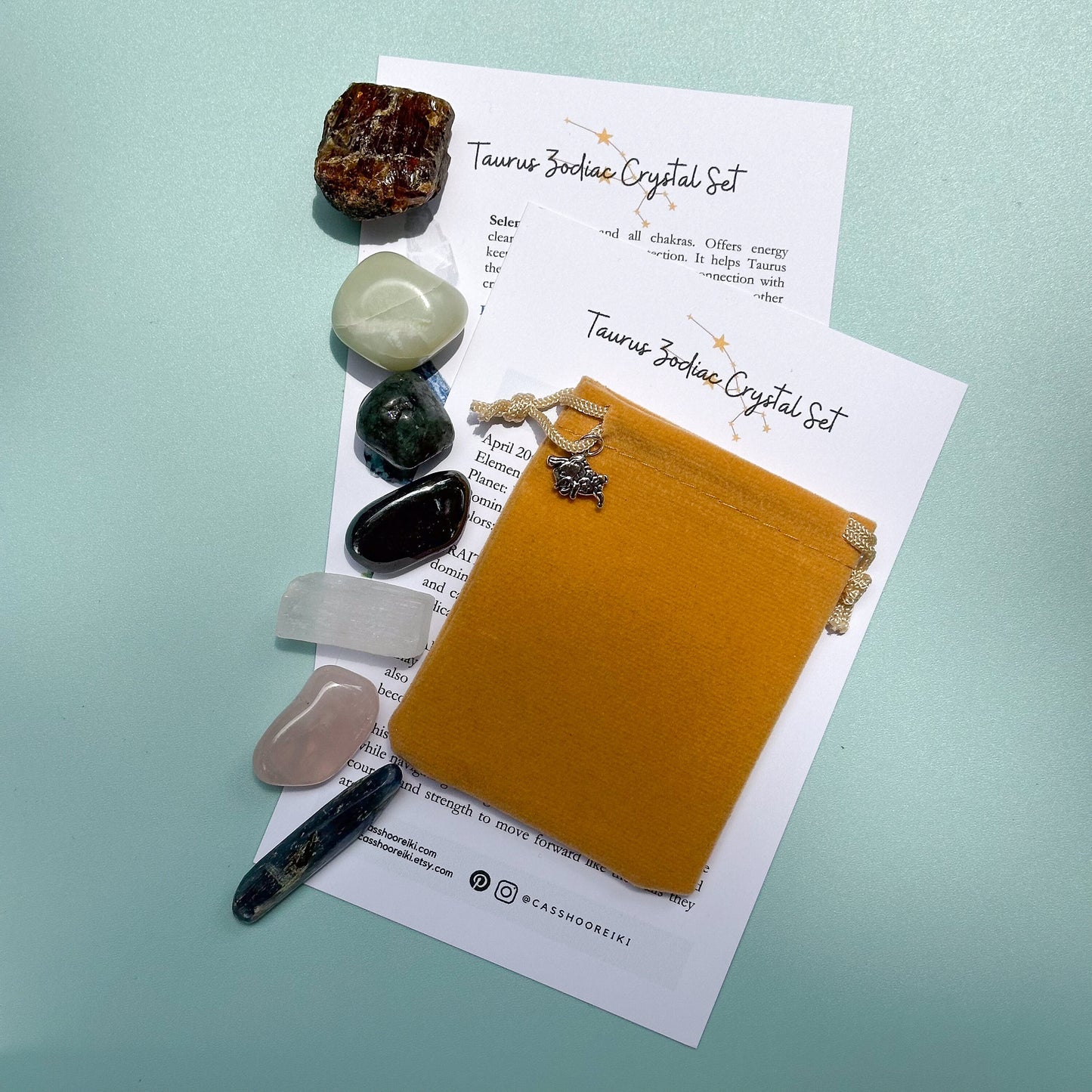 7 Crystal Set for Taurus Zodiac | April-May Birthday Gift | Zodiac Sign Gift