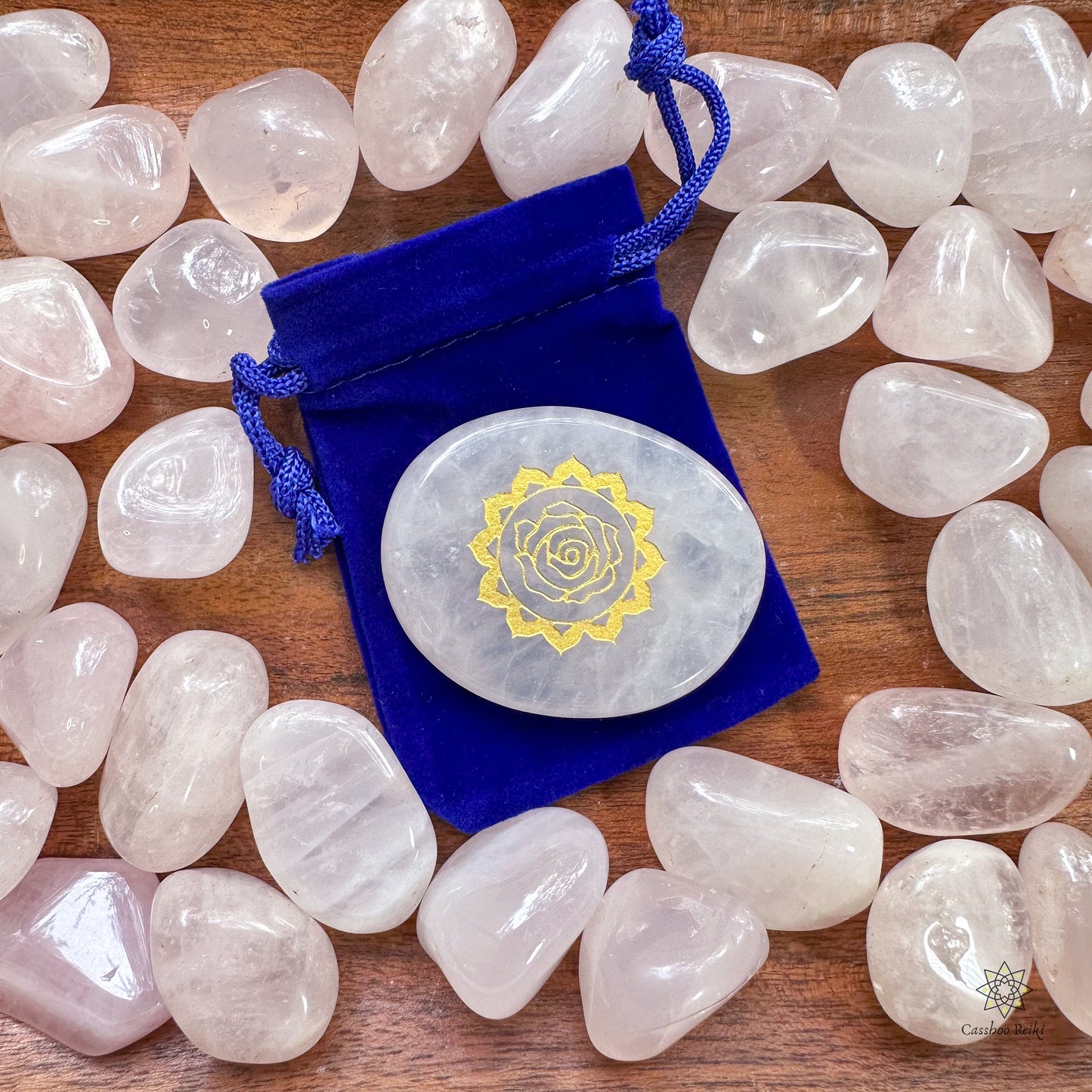 Sacred Rose Palm Stone in Rose Quartz | Engraved Gemstone Palm Stone | Heart Chakra Stone | Mother's Day gift