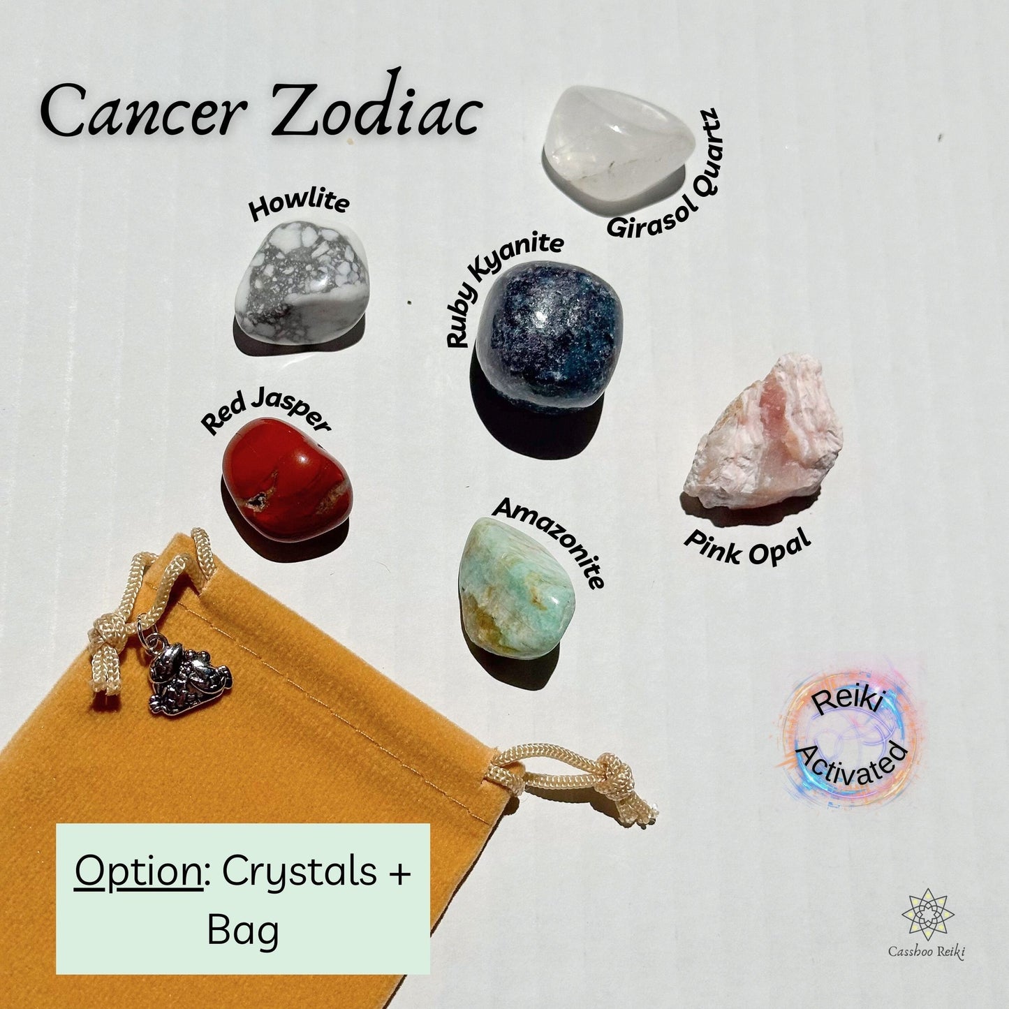 6-Crystal Set for Cancer Zodiac | June - July Birthday Gift | Zodiac Sign Gift