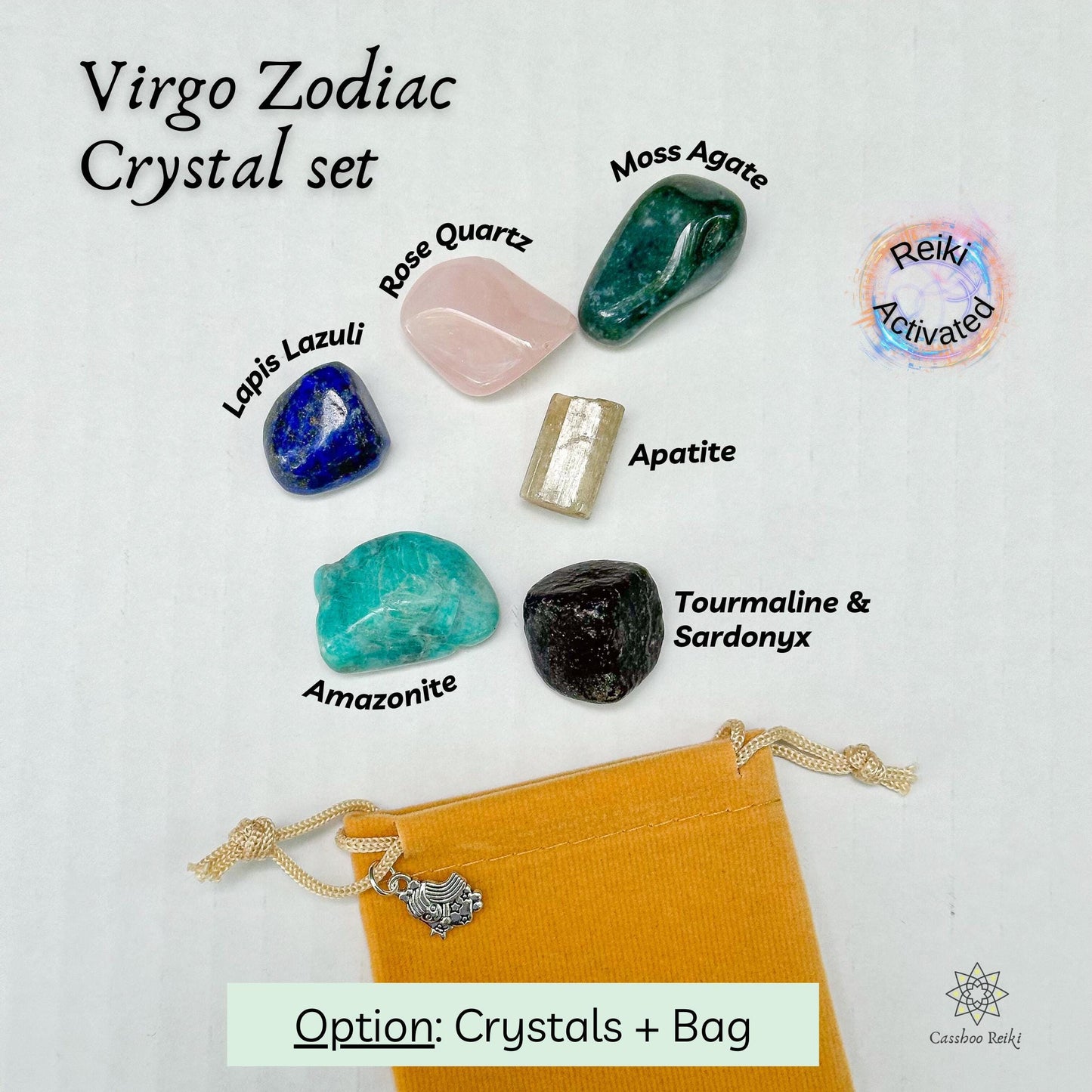 6-Crystal Set for Virgo Zodiac | August-September Birthday Gift | Zodiac Birthday Gift