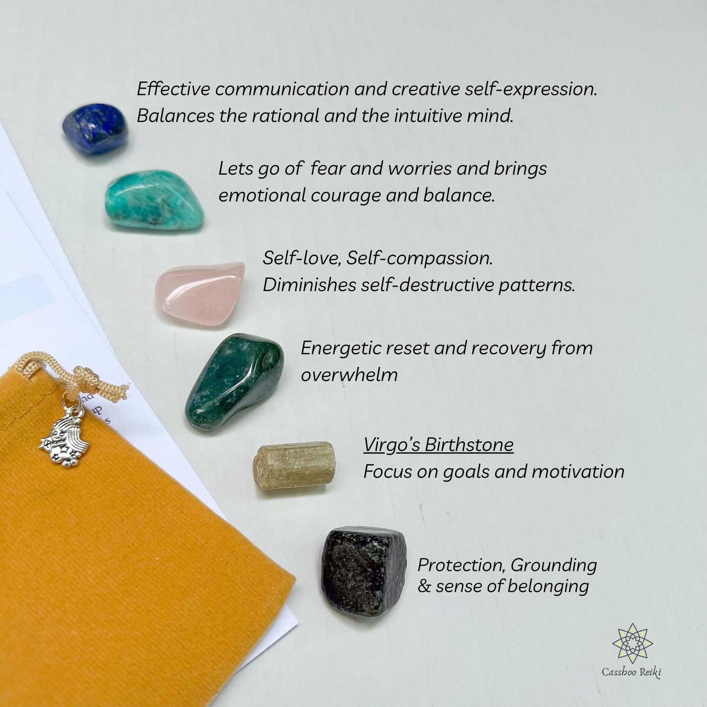 6-Crystal Set for Virgo Zodiac | August-September Birthday Gift | Zodiac Birthday Gift