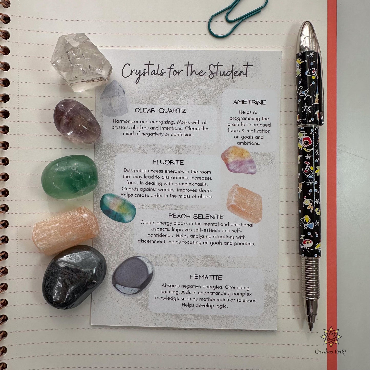 Vertical Altar with Crystals for the Student | Crescent Moon Shelf and Crystal Set