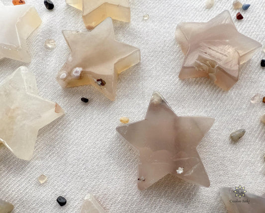 Natural Agate Star Carving | Crystal for Motivation and Personal Growth | Crystal for Taurus | May Birthday gift