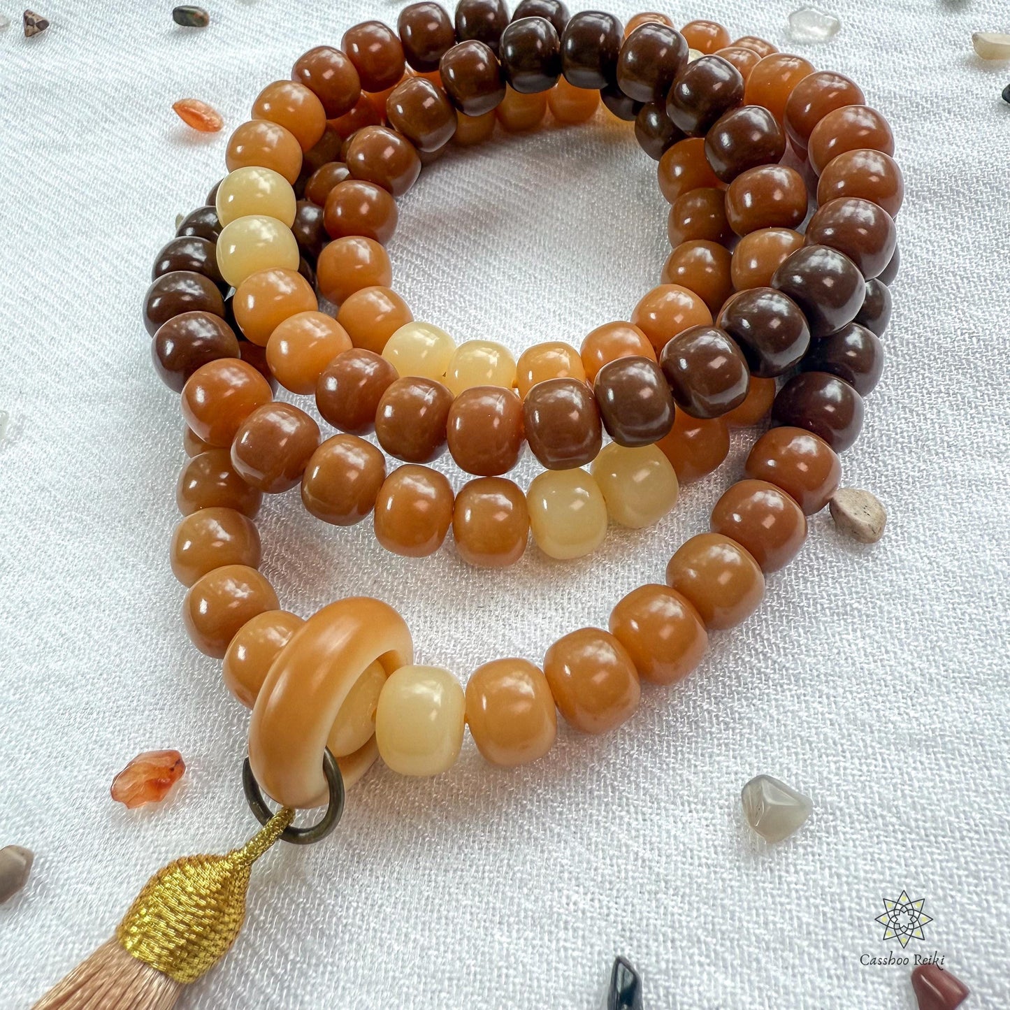 Bodhi Root Prayer Beads | Polished Bodhi Seeds Mala | 108 Beads Mala