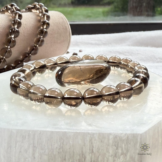 Smoky Quartz  6mm Beads Bracelet | Natural Gemstone Beaded Bracelet | Quartz Beads Bracelet | June birthstone