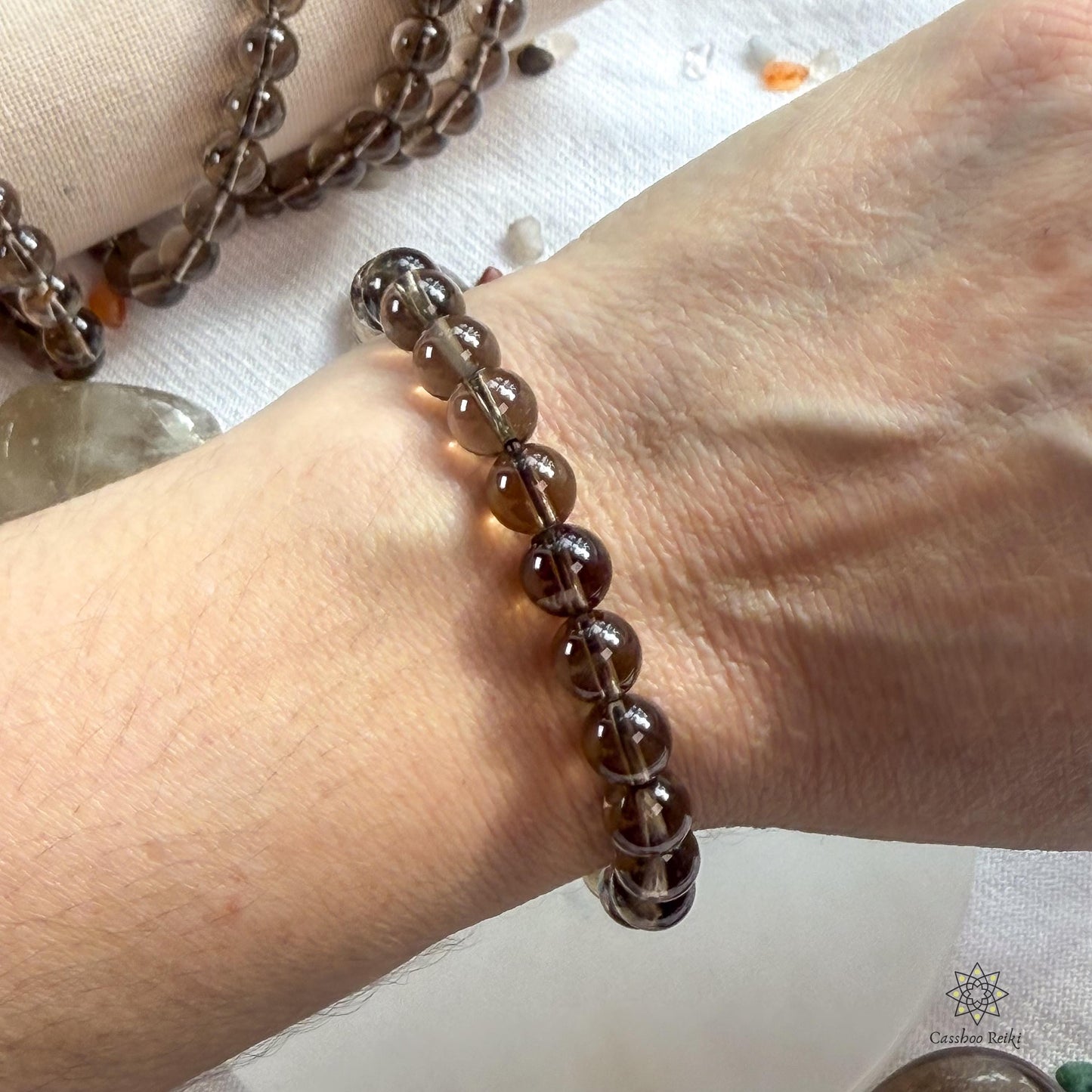 Smoky Quartz  6mm Beads Bracelet | Natural Gemstone Beaded Bracelet | Quartz Beads Bracelet | June birthstone
