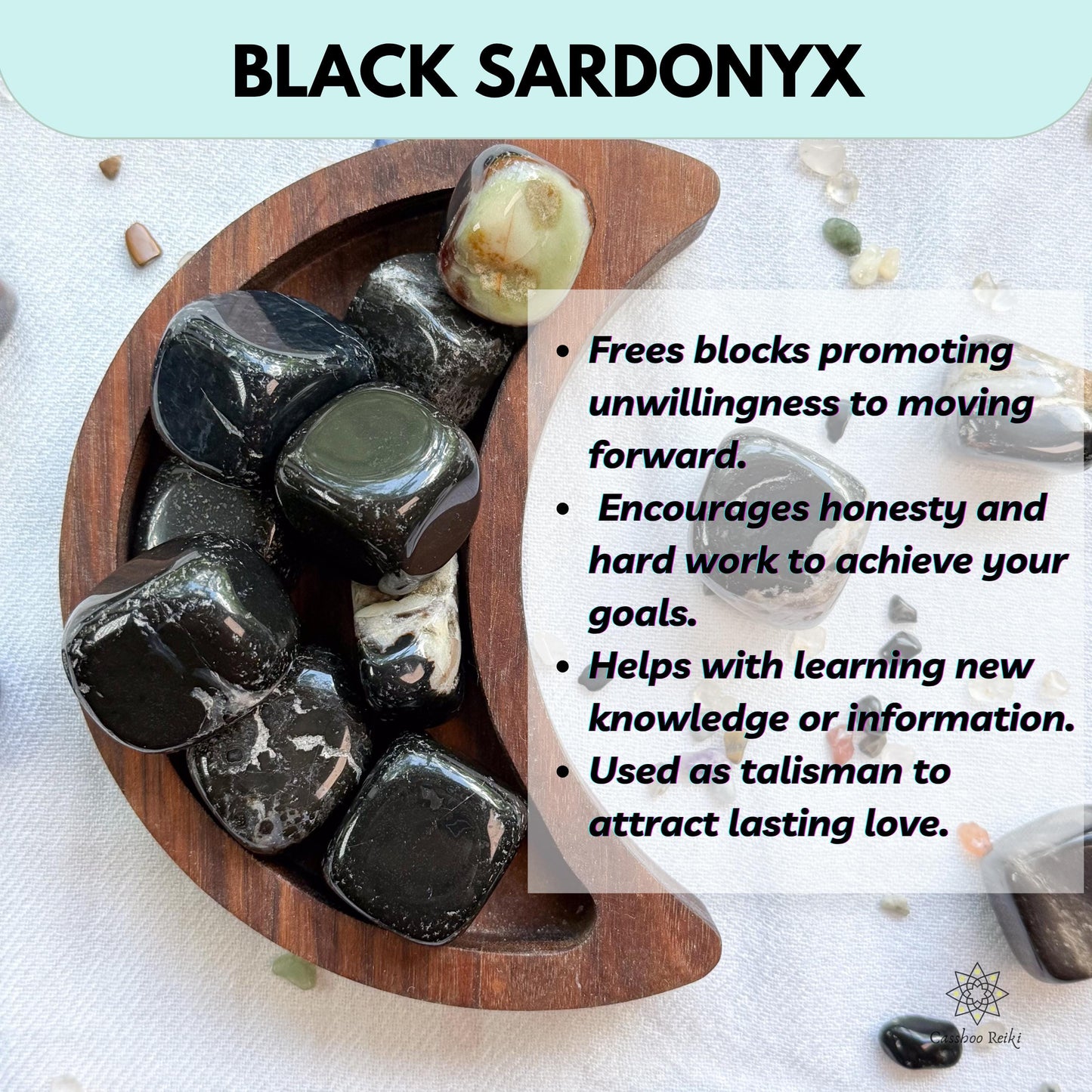 Tumbled Black Sardonyx | Black Agate | August Birthstone