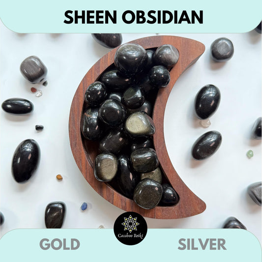 Gold or Silver Sheen Obsidian | Tumbled Sheen Obsidian | Stone for business owners, entrepreneurs or Moms.